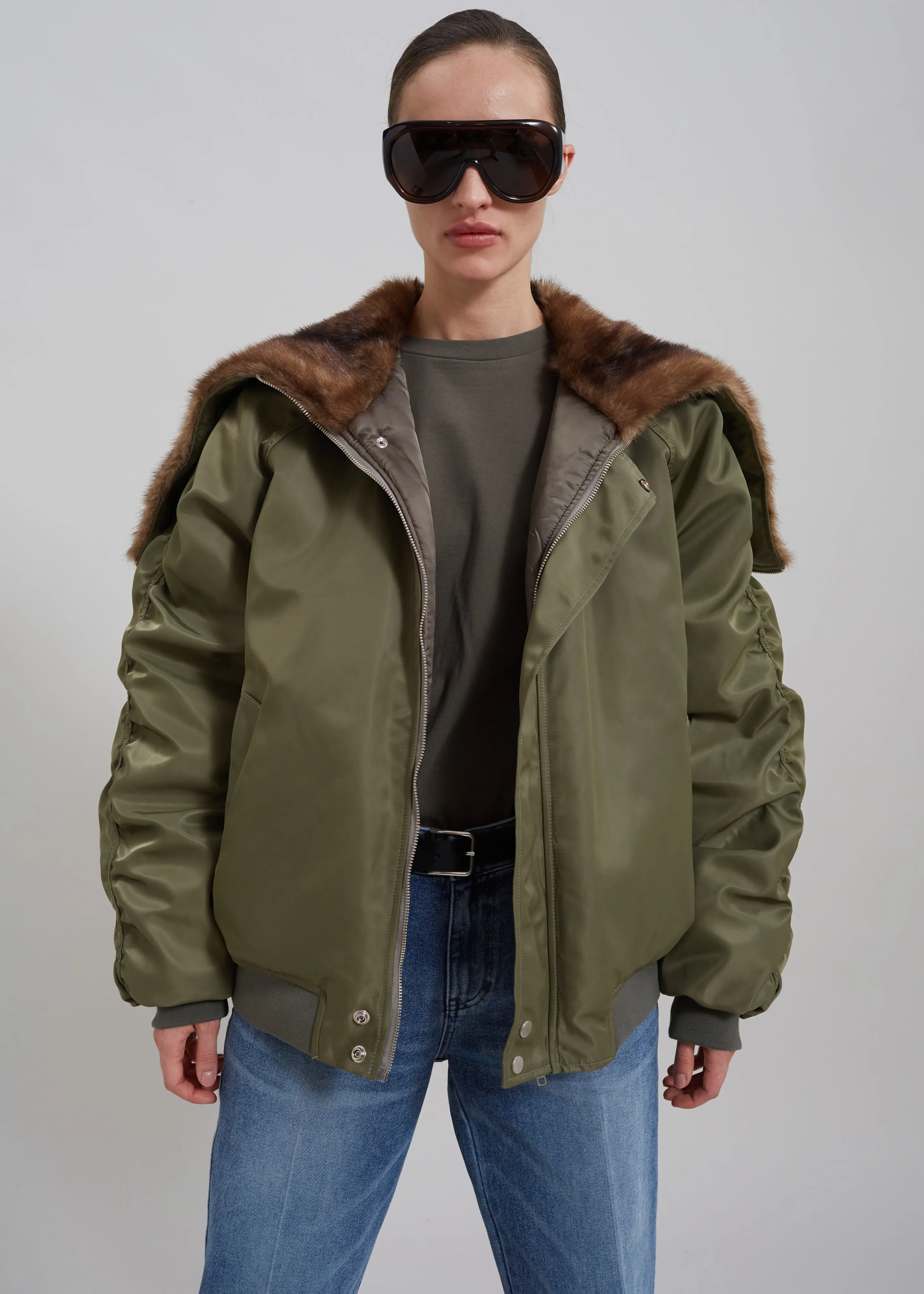 Hayden Faux Fur Bomber - Khaki sold by Frankie Shop product image thumbnail 4