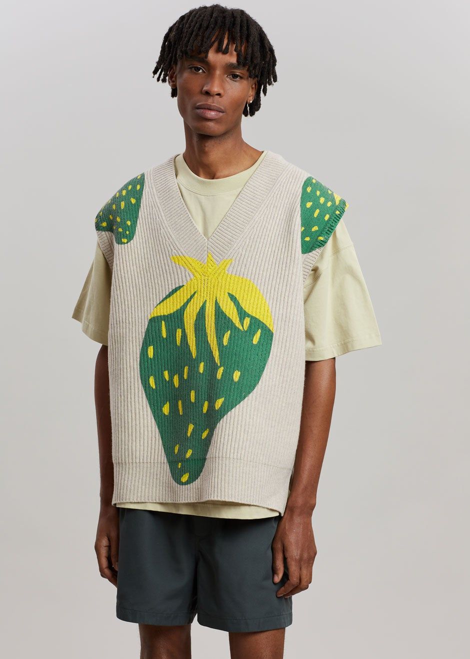 JW Anderson Strawberry V-Neck Vest - Natural/Green sold by Frankie Shop product image thumbnail 5