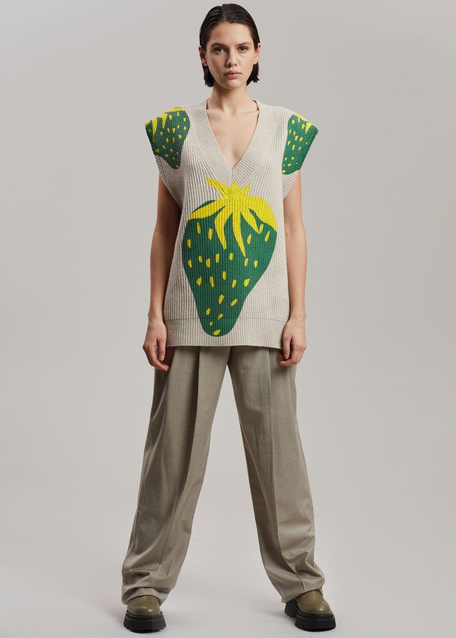 JW Anderson Strawberry V-Neck Vest - Natural/Green sold by Frankie Shop product image thumbnail 4
