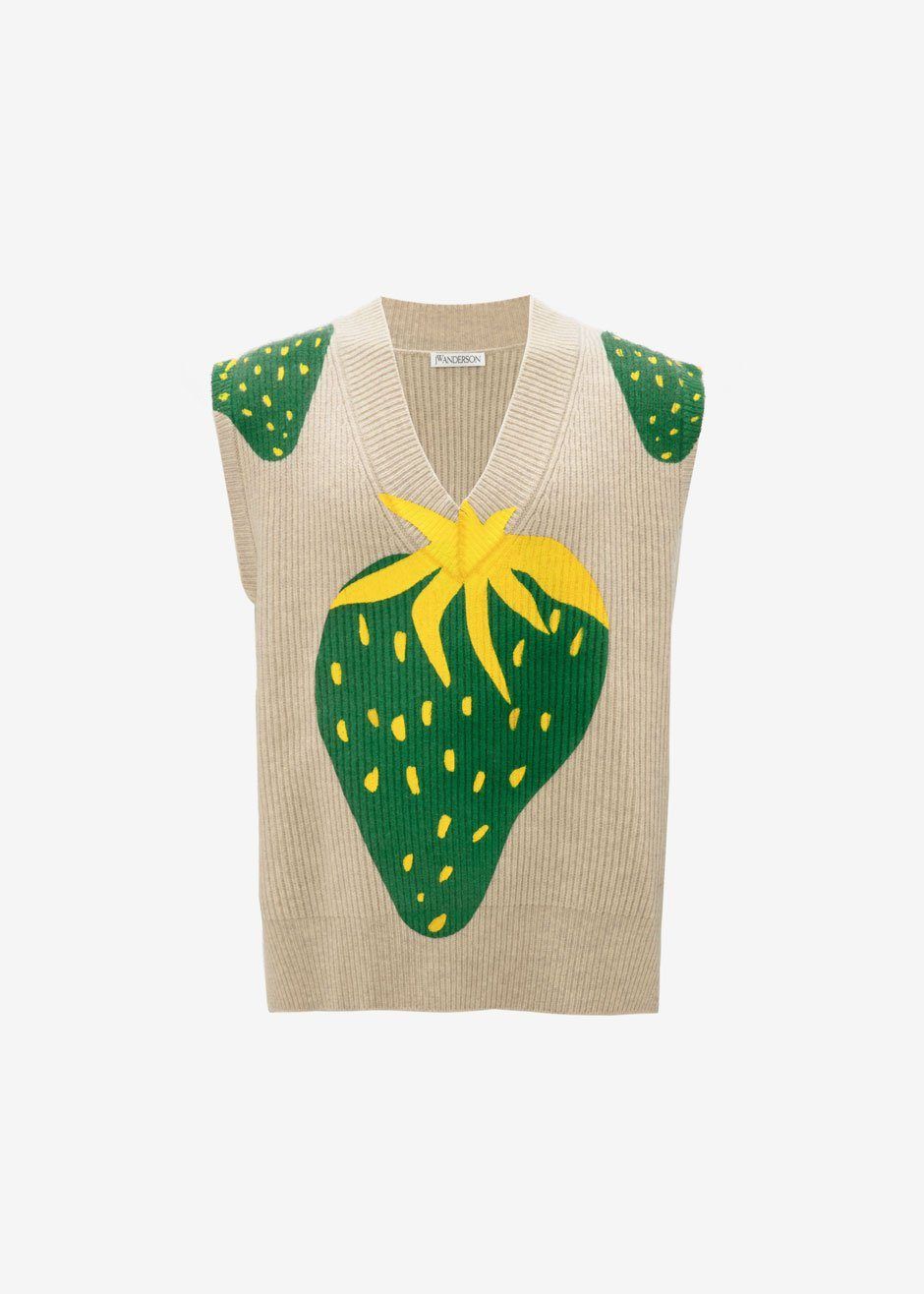 JW Anderson Strawberry V-Neck Vest - Natural/Green sold by Frankie Shop product image thumbnail 10