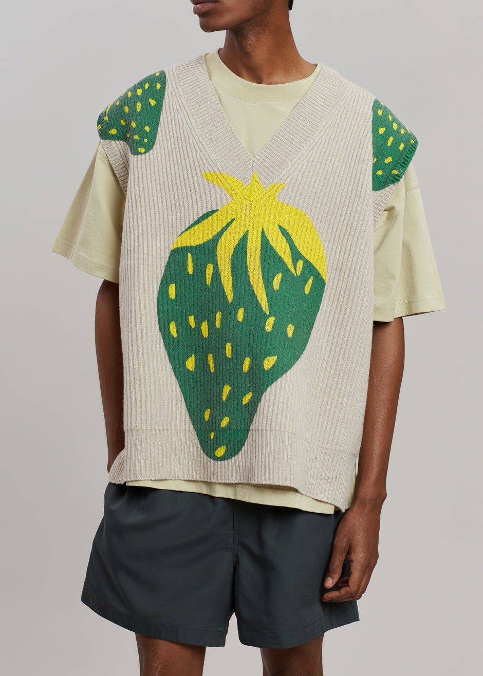JW Anderson Strawberry V-Neck Vest - Natural/Green sold by Frankie Shop product image thumbnail 7