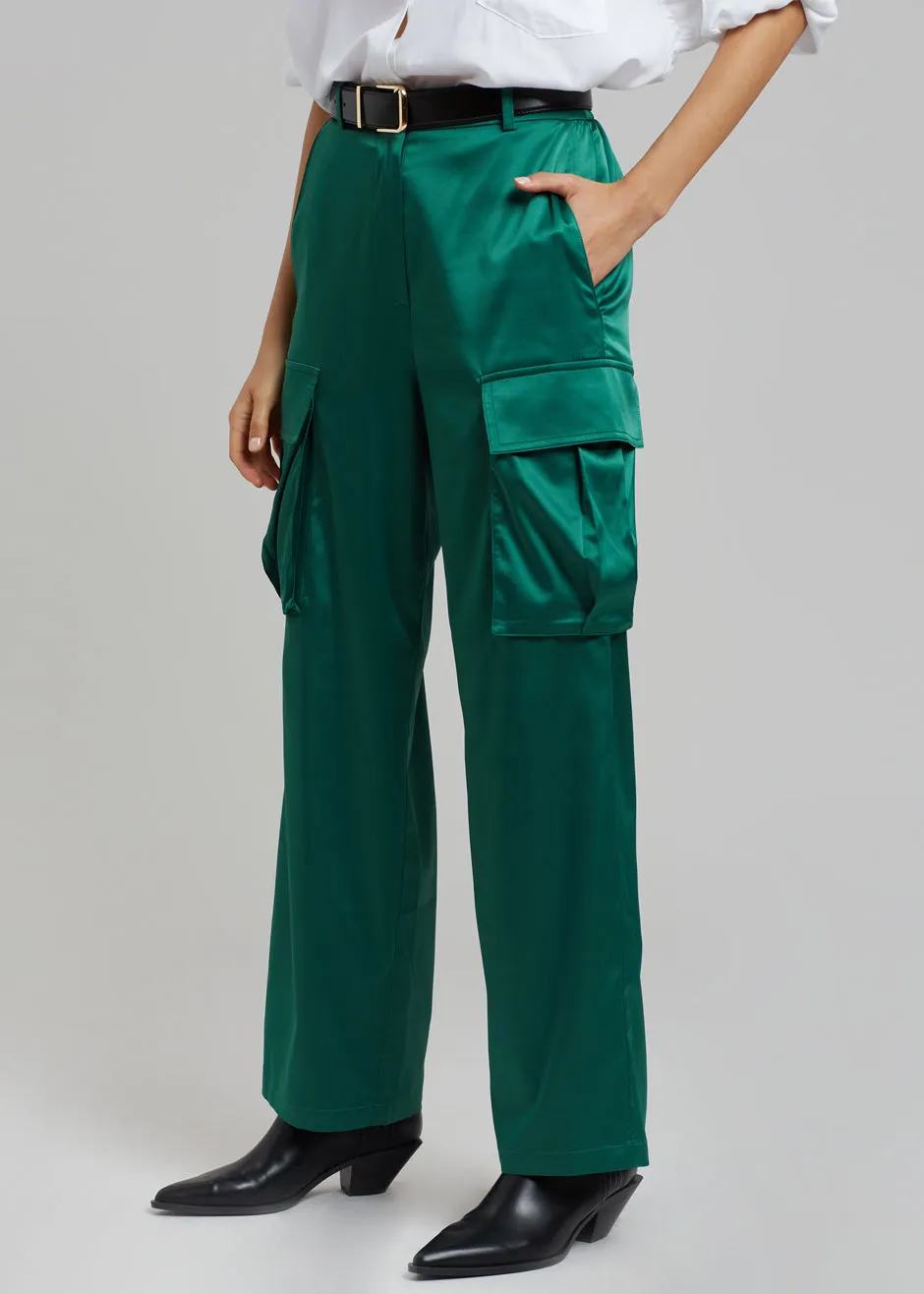 Lauren Silky Cargo Pants - Green sold by Frankie Shop