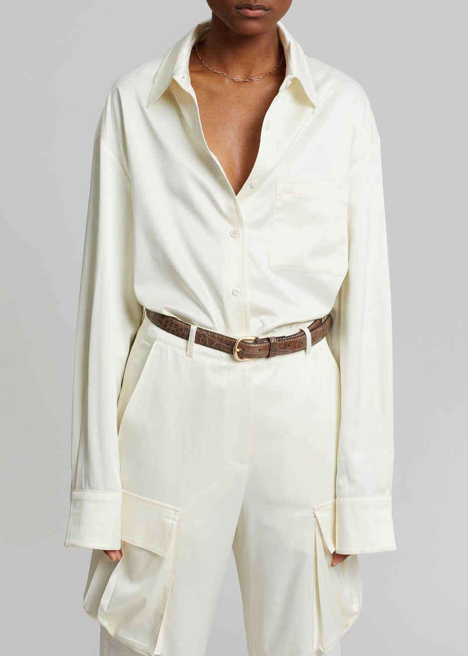 Lauren Silky Shirt - Cream sold by Frankie Shop product image thumbnail 2
