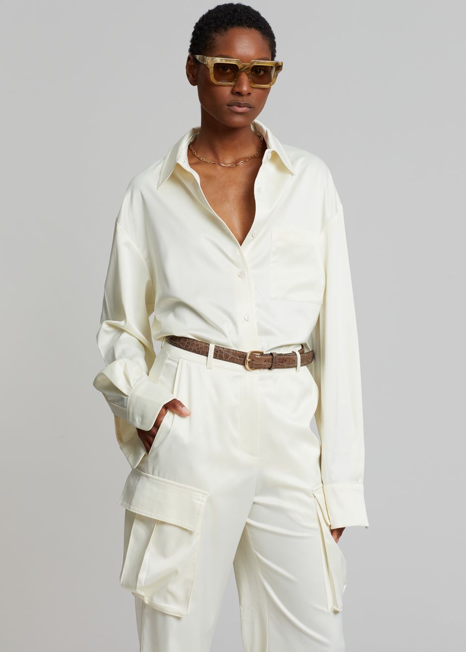 Lauren Silky Shirt - Cream sold by Frankie Shop product image thumbnail 4