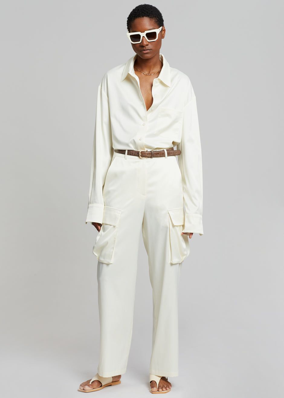 Lauren Silky Shirt - Cream sold by Frankie Shop product image thumbnail 3