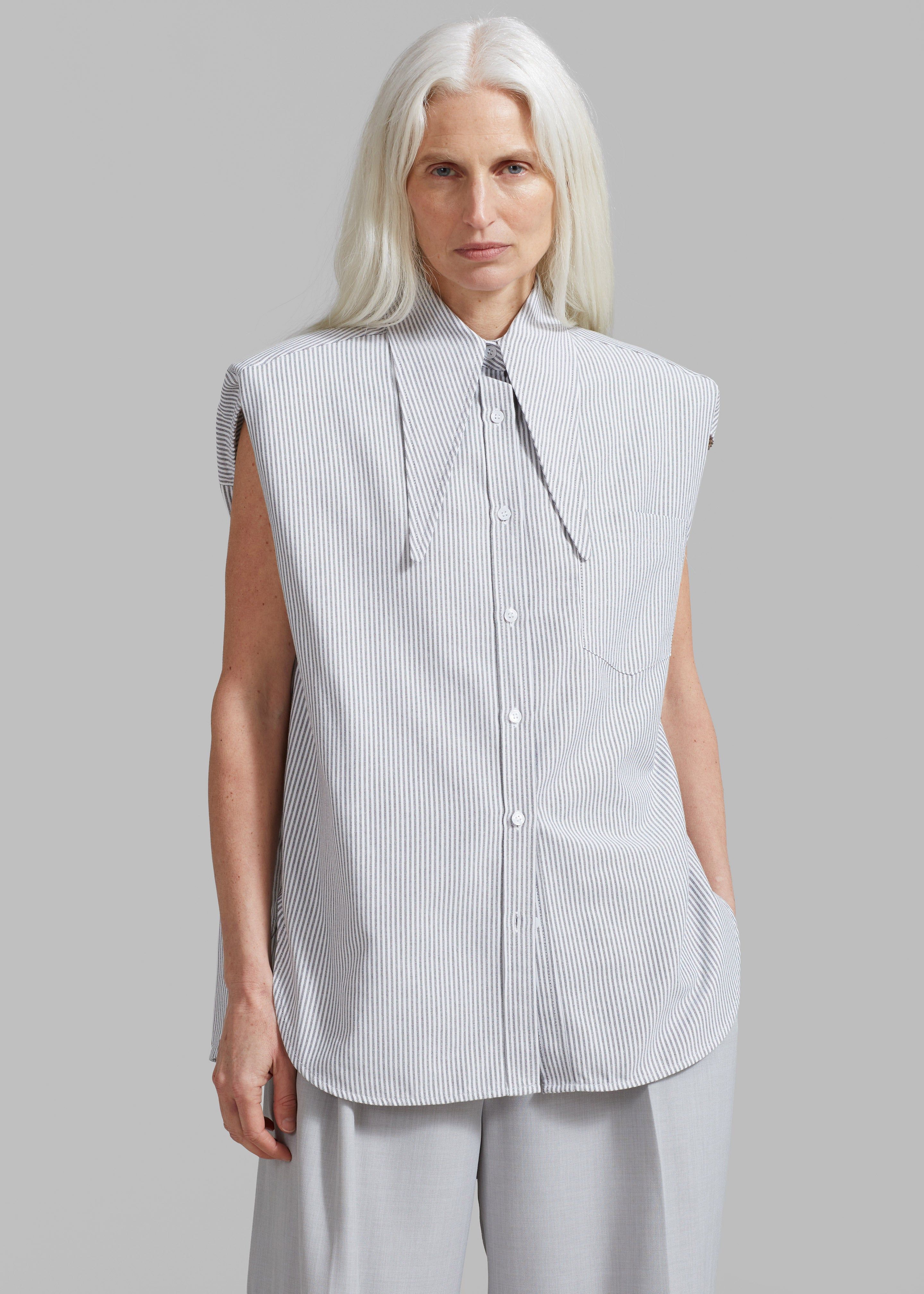 Aiden Long Collar Shirt - Grey Stripe sold by Frankie Shop product image thumbnail 3