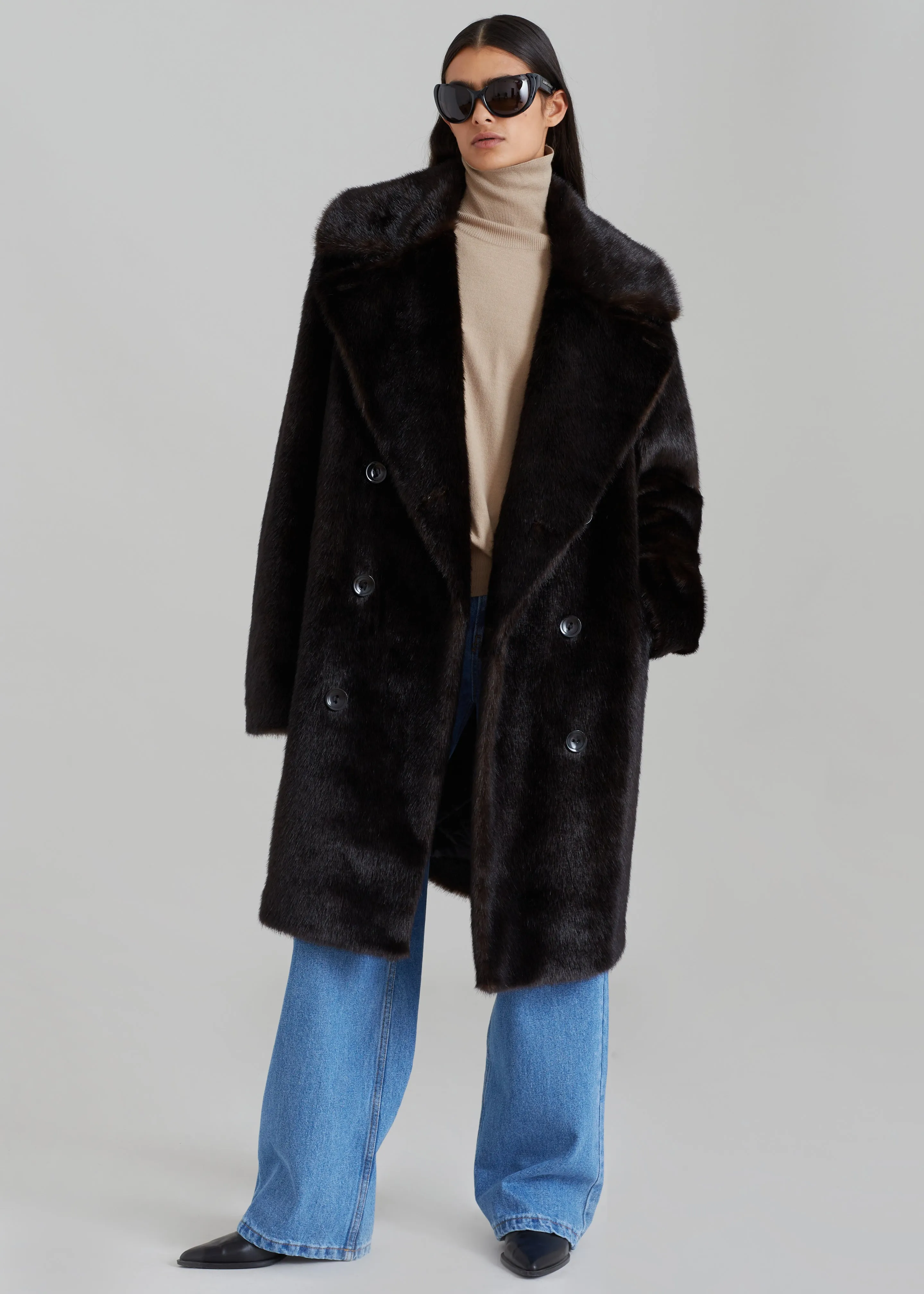 Brooke Faux Fur Coat - Dark Espresso sold by Frankie Shop product image thumbnail 4