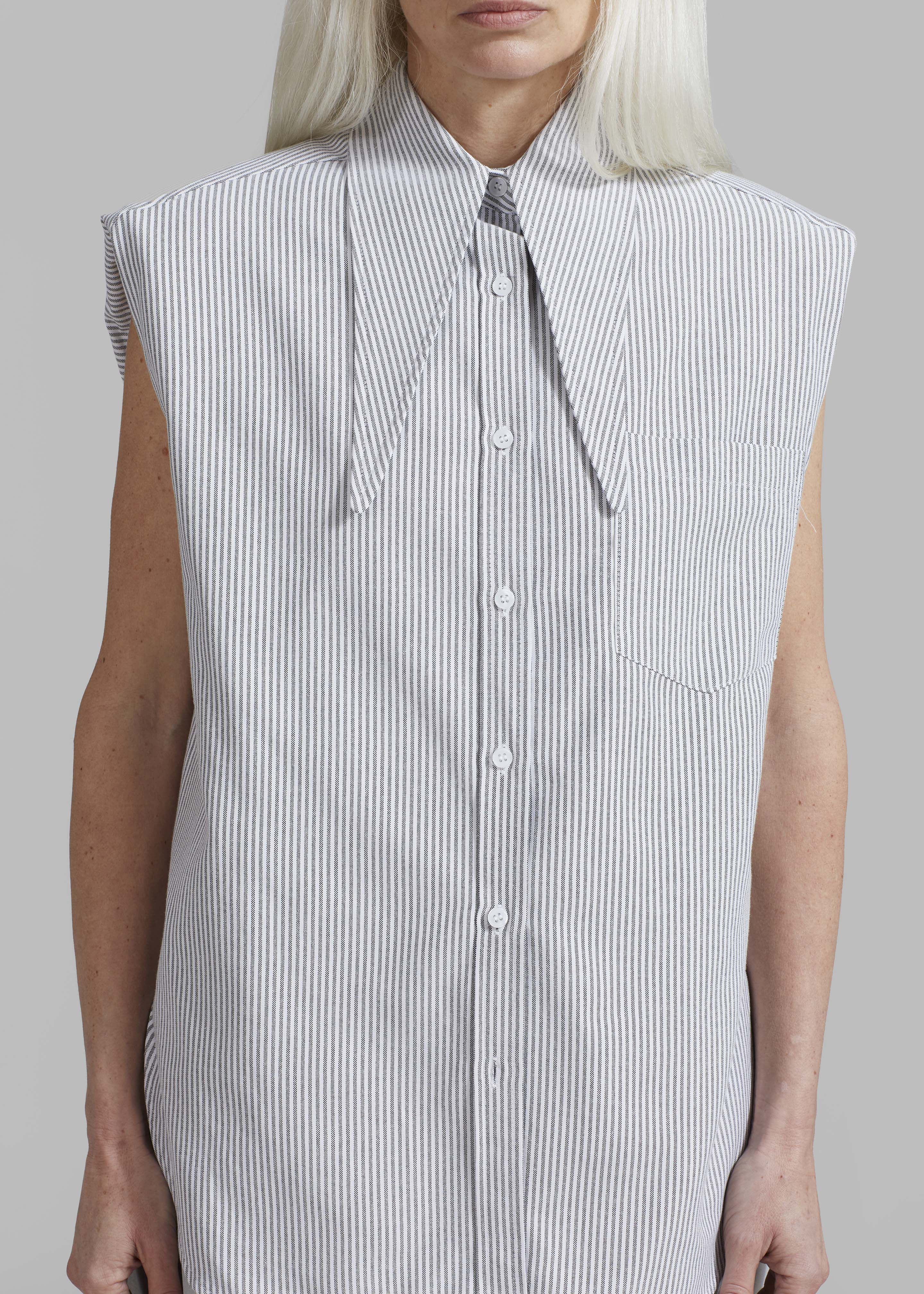 Aiden Long Collar Shirt - Grey Stripe sold by Frankie Shop product image thumbnail 7