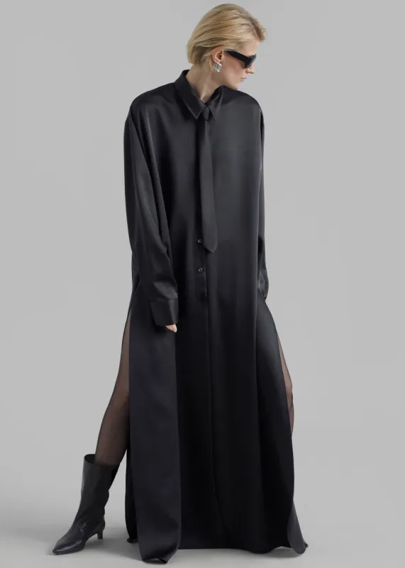 Avery Satin Shirt Dress - Black sold by Frankie Shop