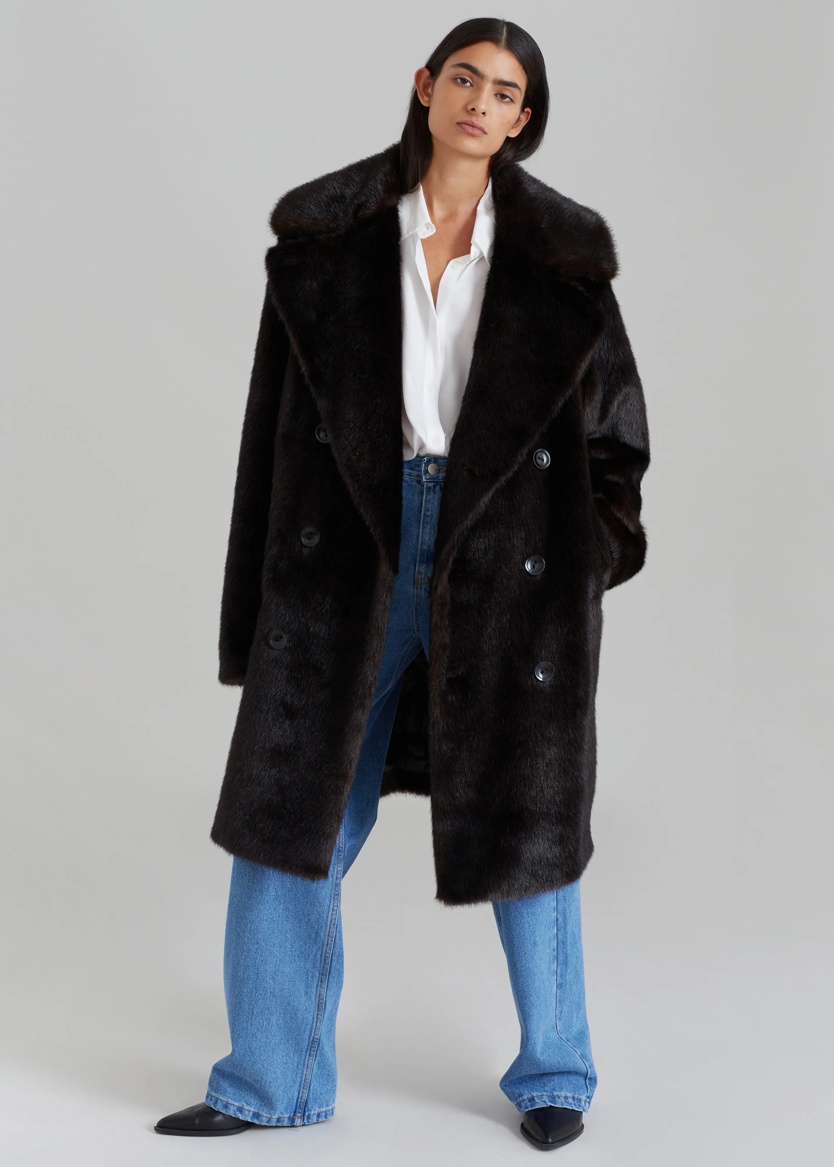 Brooke Faux Fur Coat - Dark Espresso sold by Frankie Shop product image thumbnail 5