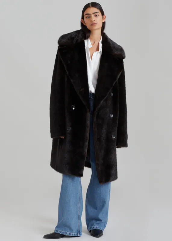 Brooke Faux Fur Coat - Dark Espresso sold by Frankie Shop