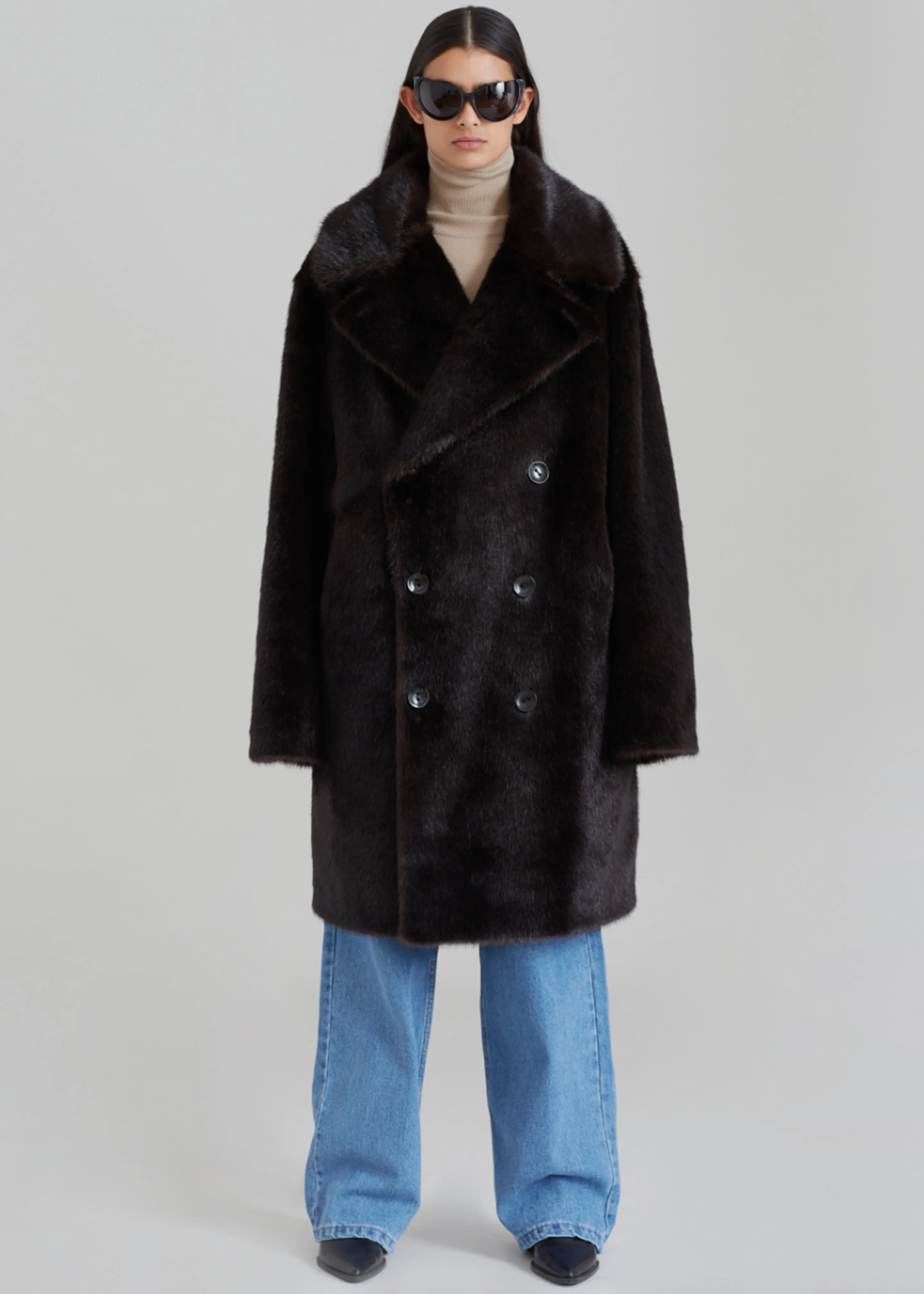 Brooke Faux Fur Coat - Dark Espresso sold by Frankie Shop product image thumbnail 3