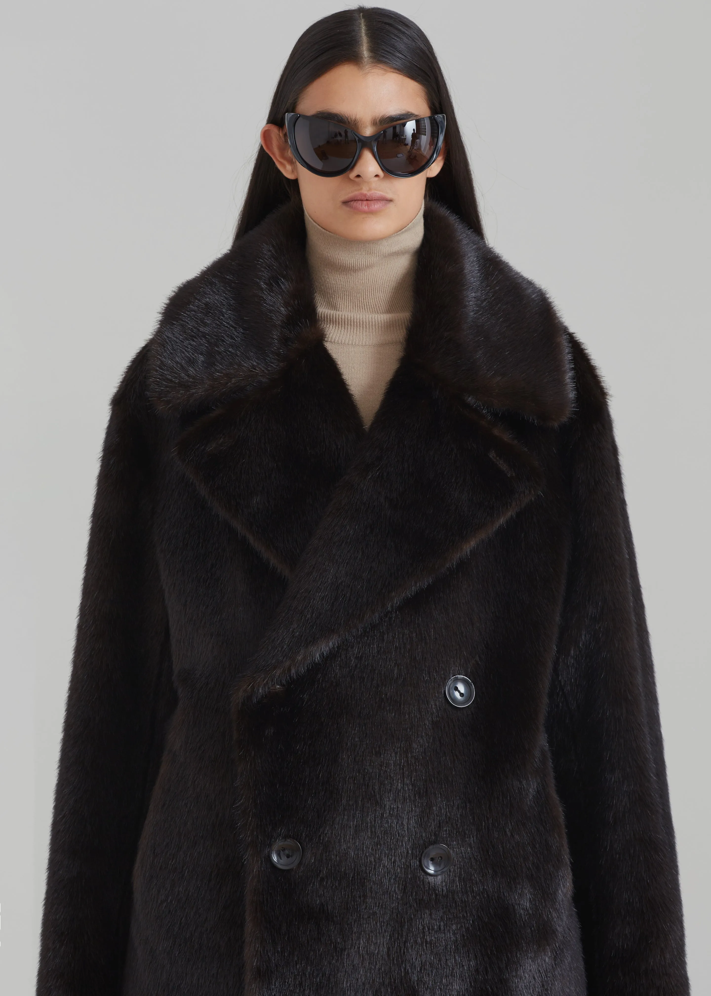 Brooke Faux Fur Coat - Dark Espresso sold by Frankie Shop product image thumbnail 2