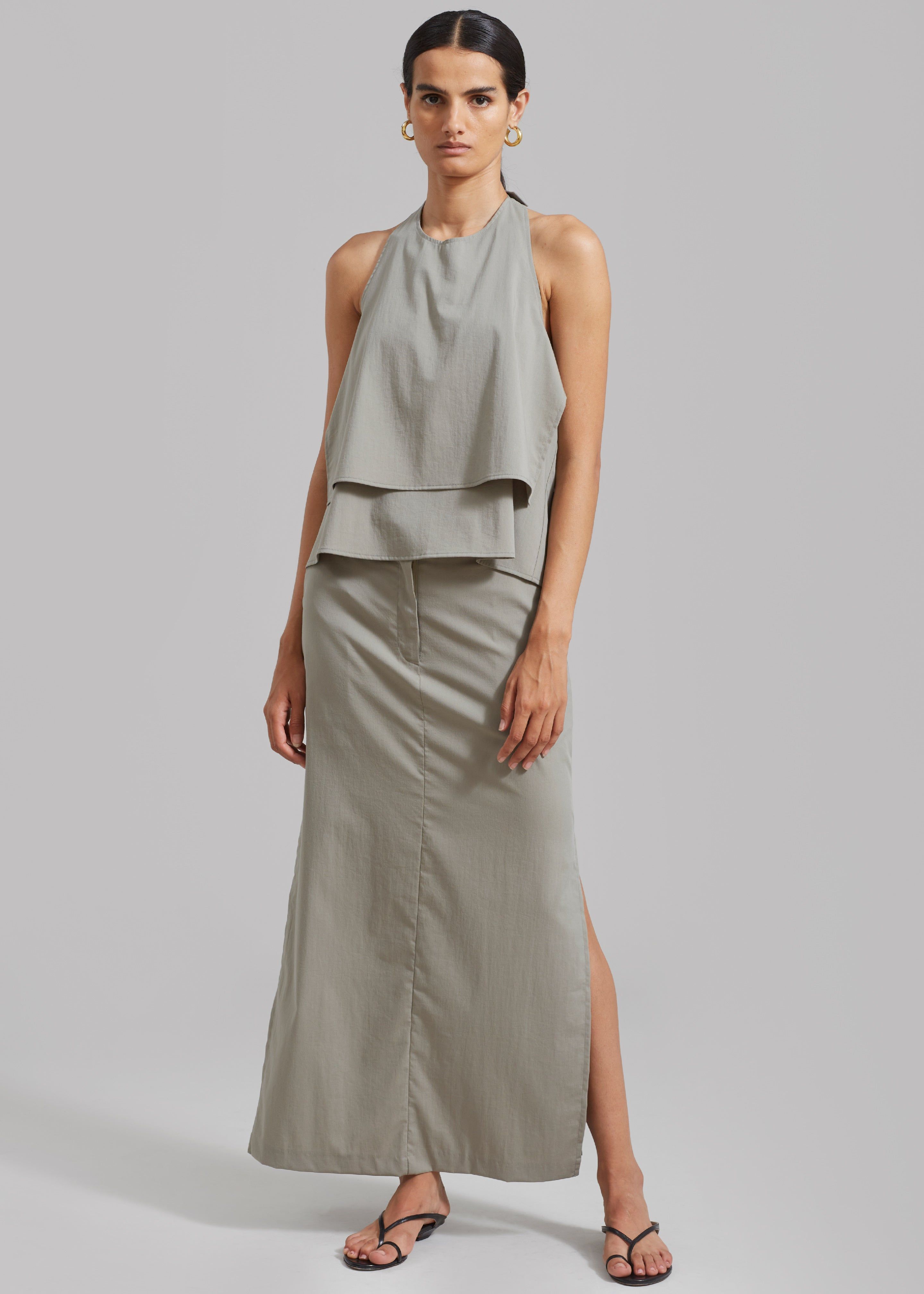 Irene Halter Neck Blouse - Slate Green sold by Frankie Shop