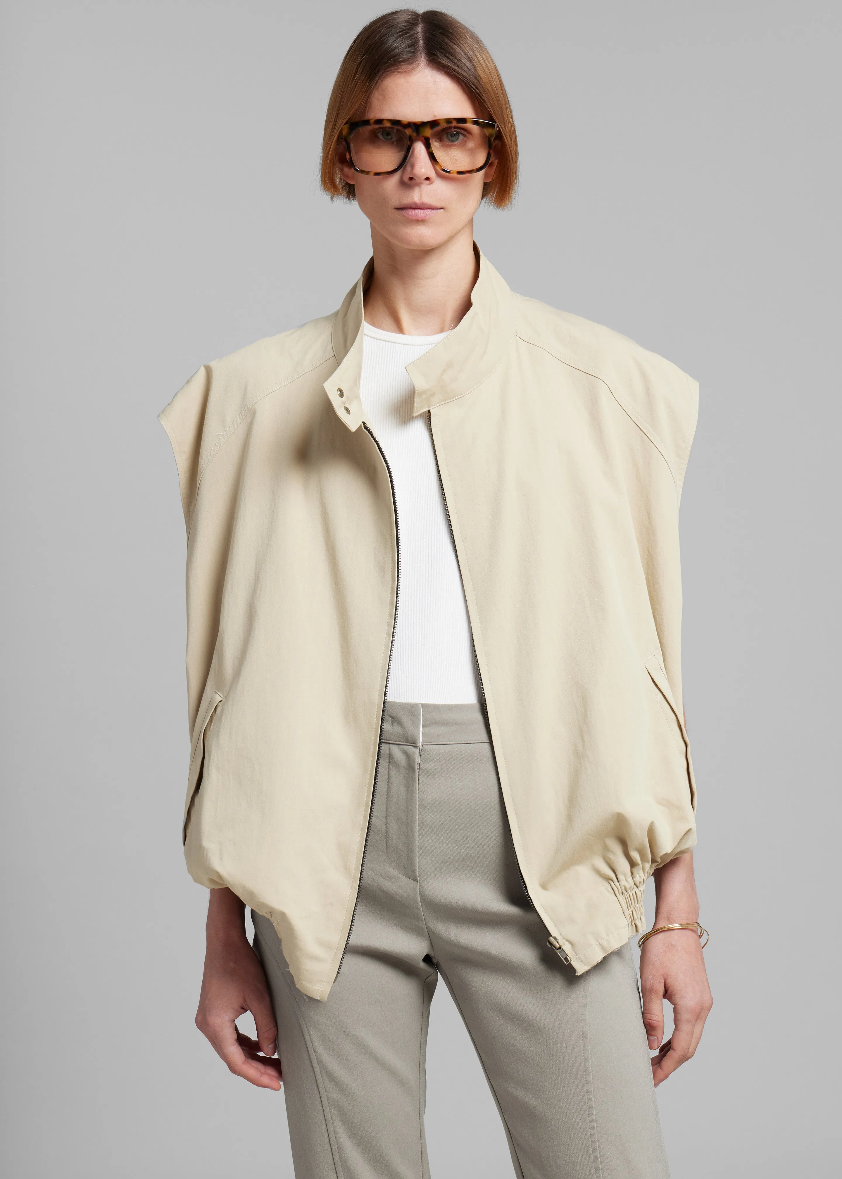Lance Sleeveless Bomber Jacket - Beige sold by Frankie Shop product image thumbnail 2
