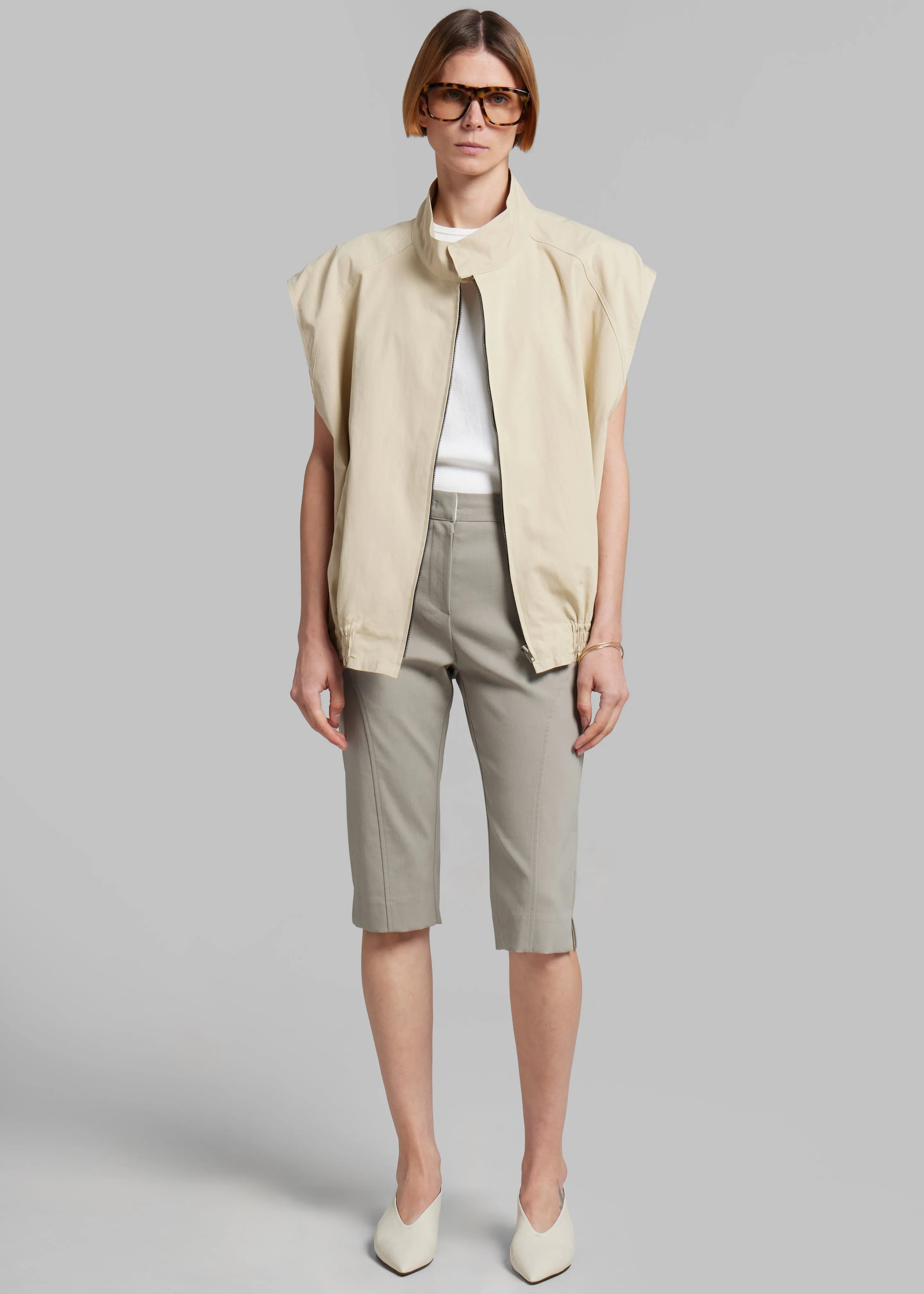 Lance Sleeveless Bomber Jacket - Beige sold by Frankie Shop