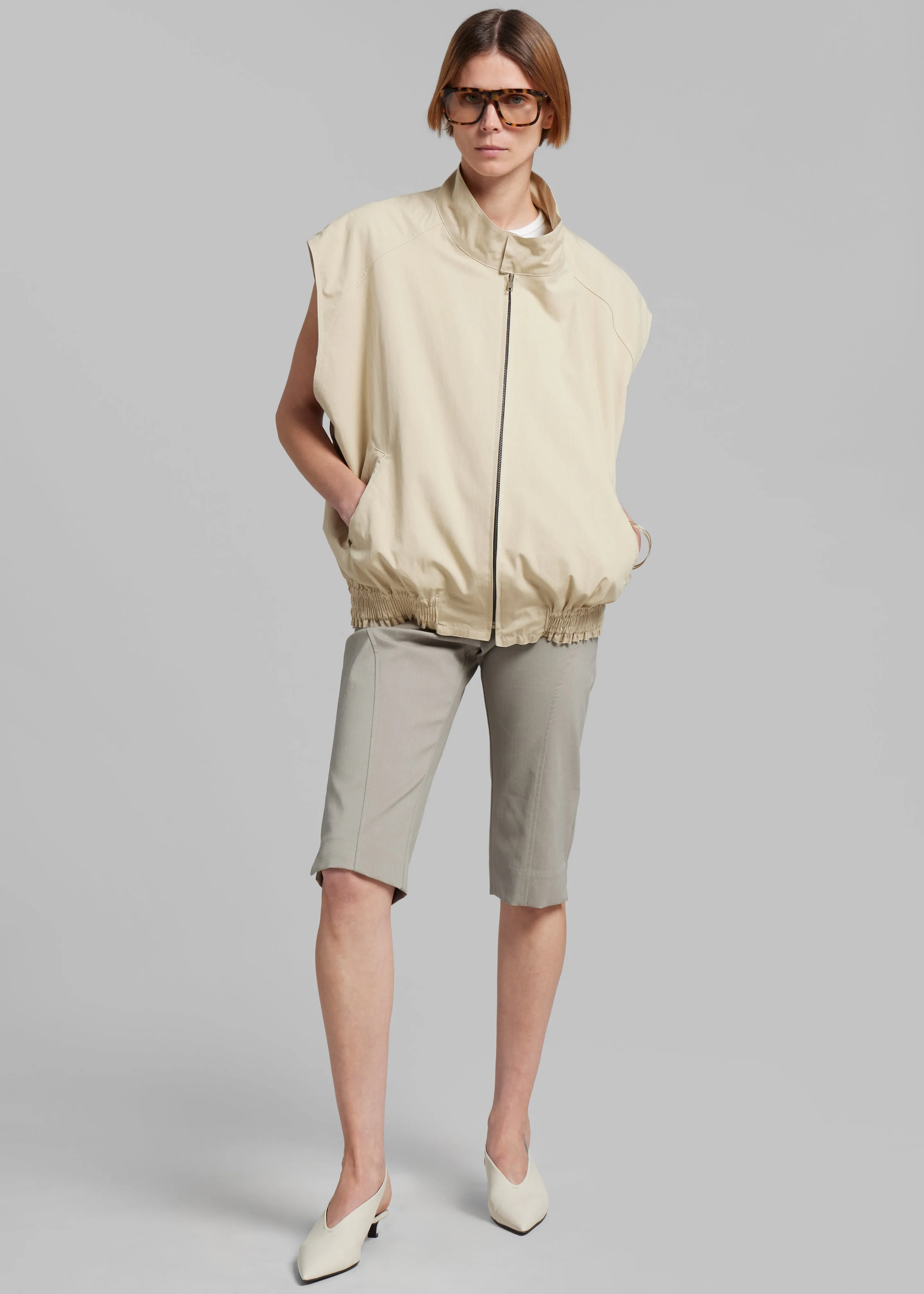 Lance Sleeveless Bomber Jacket - Beige sold by Frankie Shop product image thumbnail 5