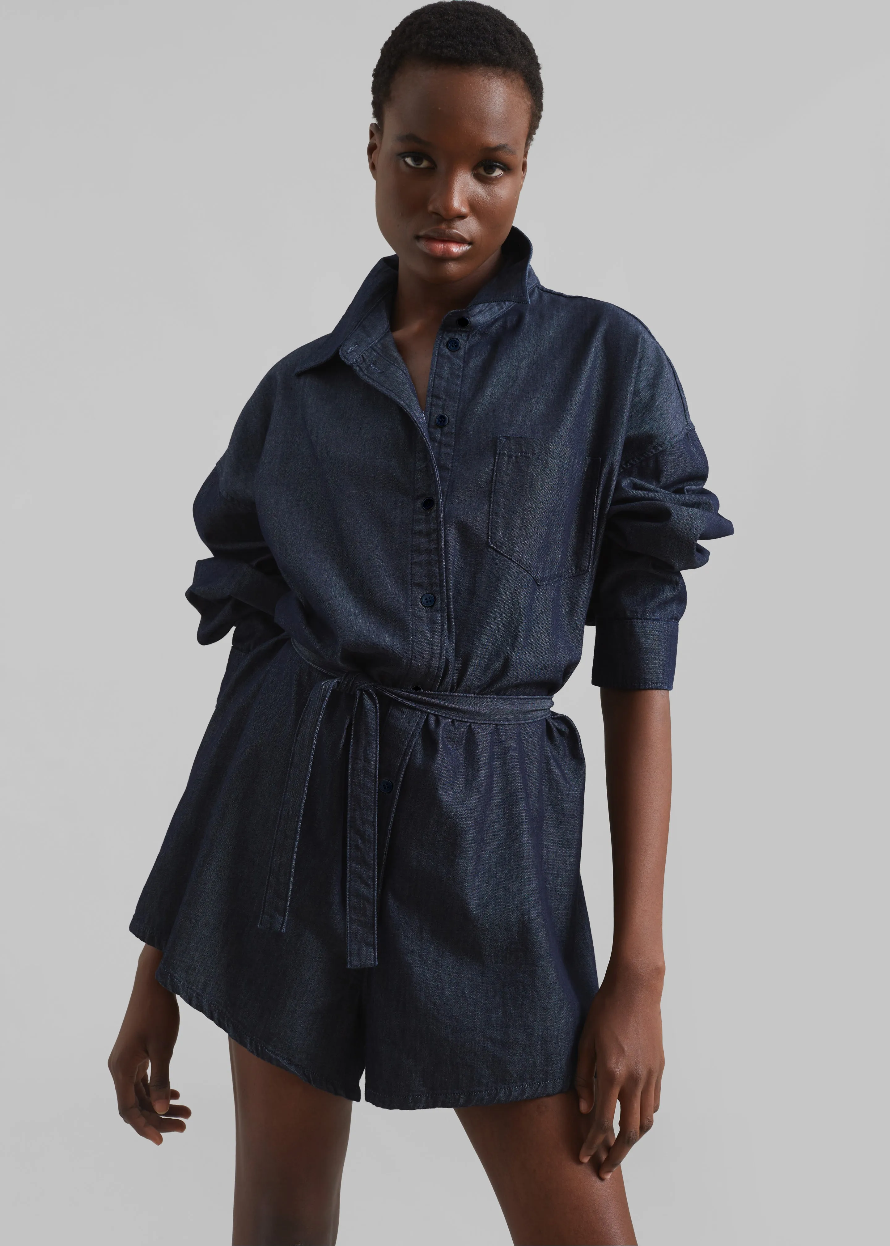 Wren Denim Romper - Raw Wash sold by Frankie Shop