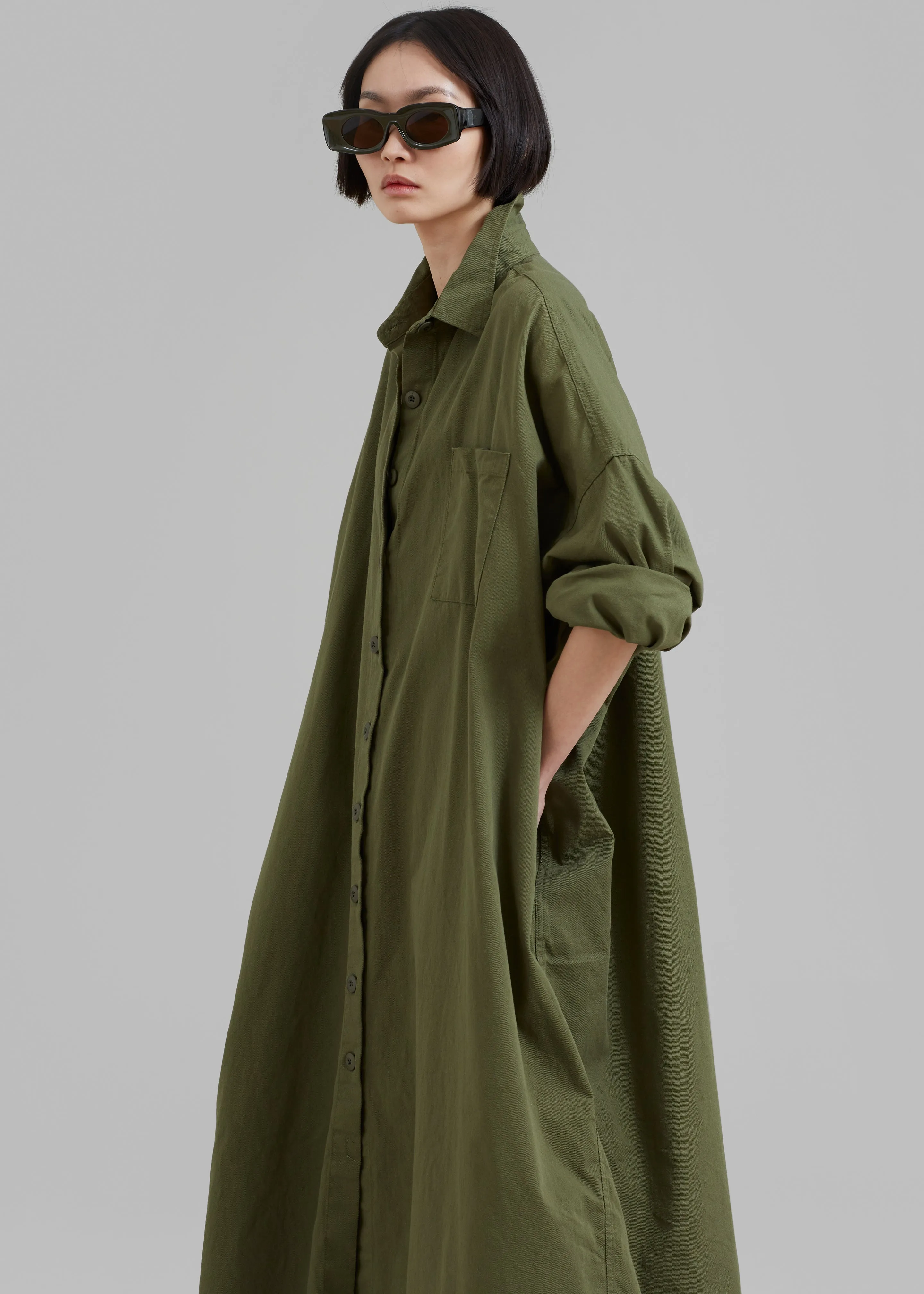 Kason Oversized Shirt Dress - Dark Olive sold by Frankie Shop product image thumbnail 3