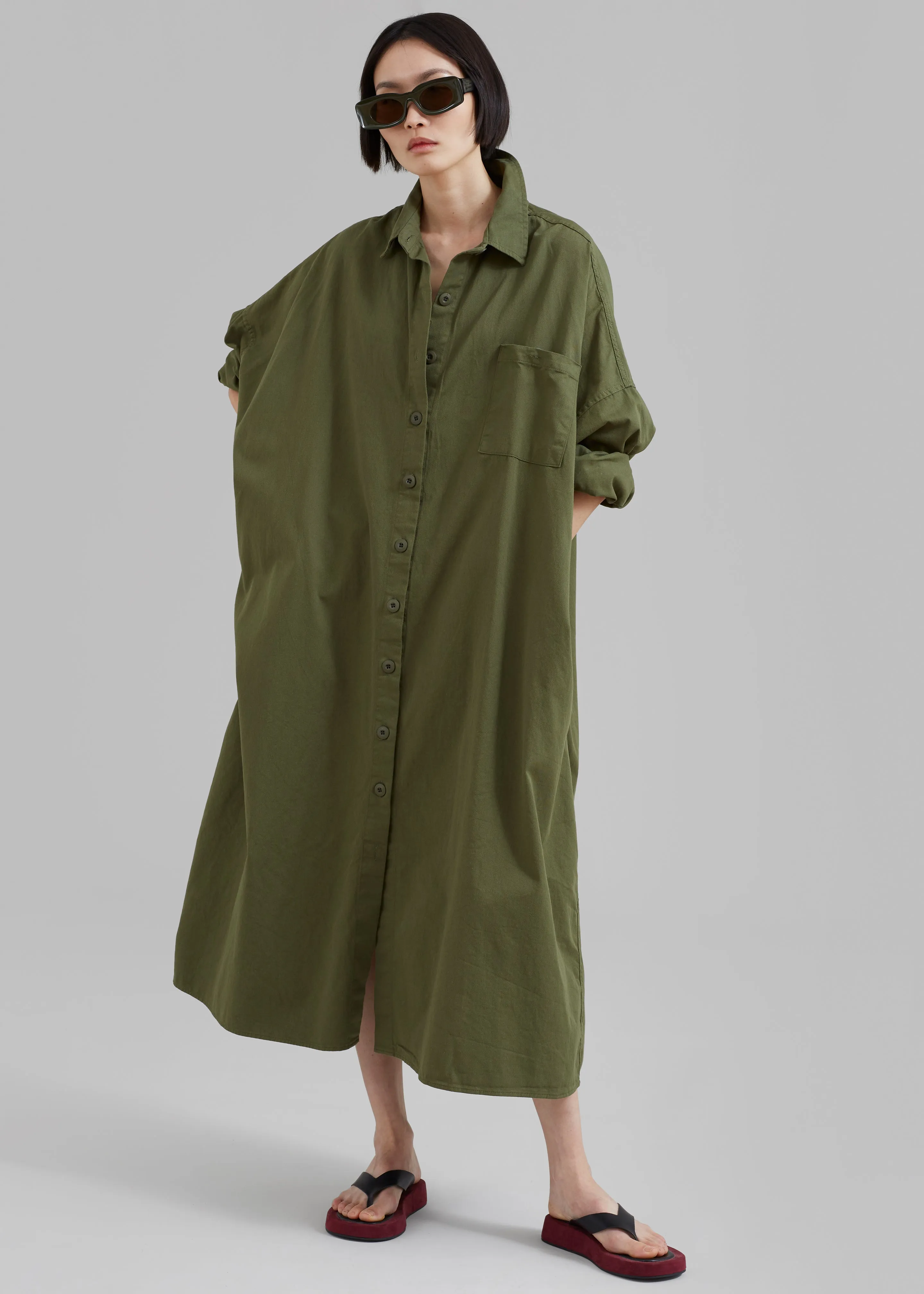 Kason Oversized Shirt Dress - Dark Olive sold by Frankie Shop product image thumbnail 2