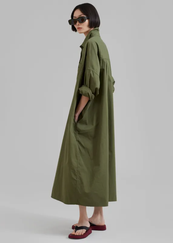 Kason Oversized Shirt Dress - Dark Olive made by Frankie Shop