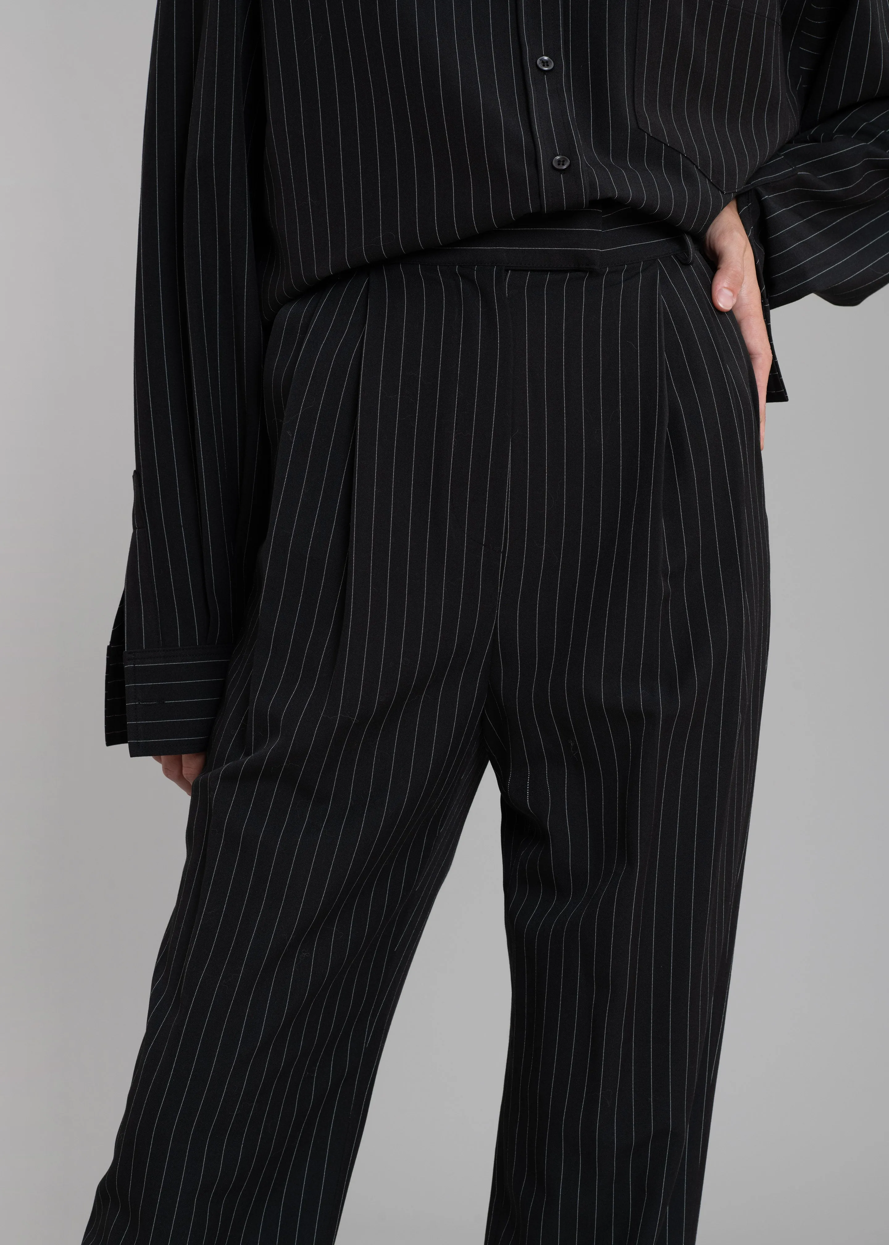 Bea Fluid Pinstripe Suit Pants - Black/White sold by Frankie Shop product image thumbnail 5