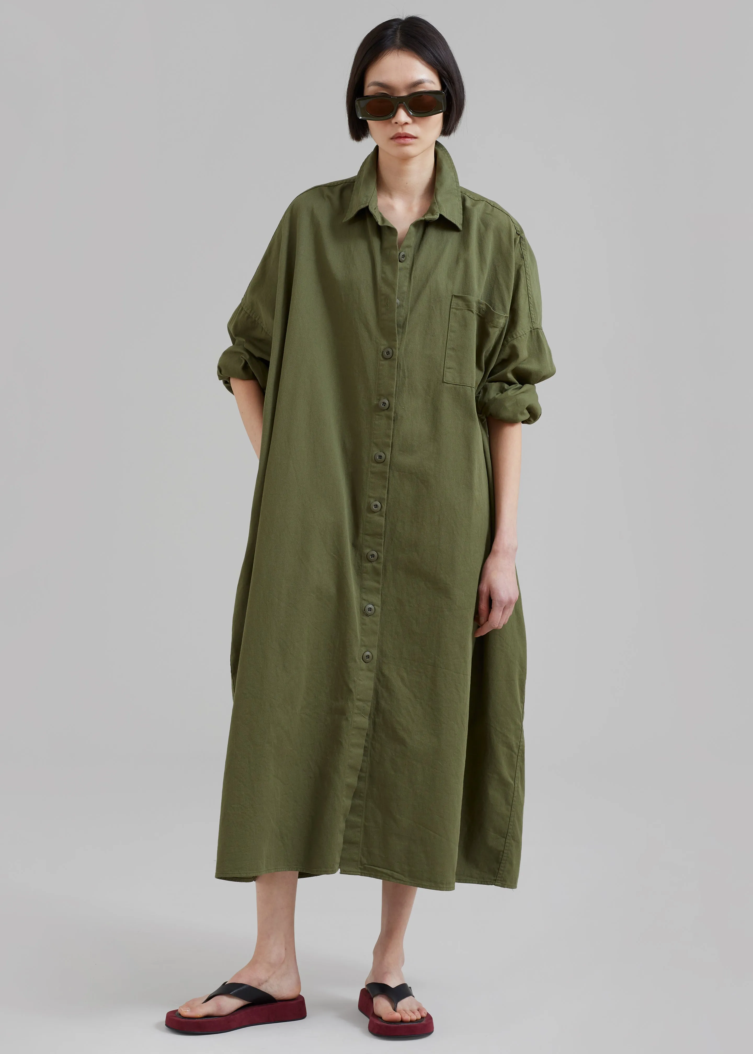 Kason Oversized Shirt Dress - Dark Olive sold by Frankie Shop product image thumbnail 5