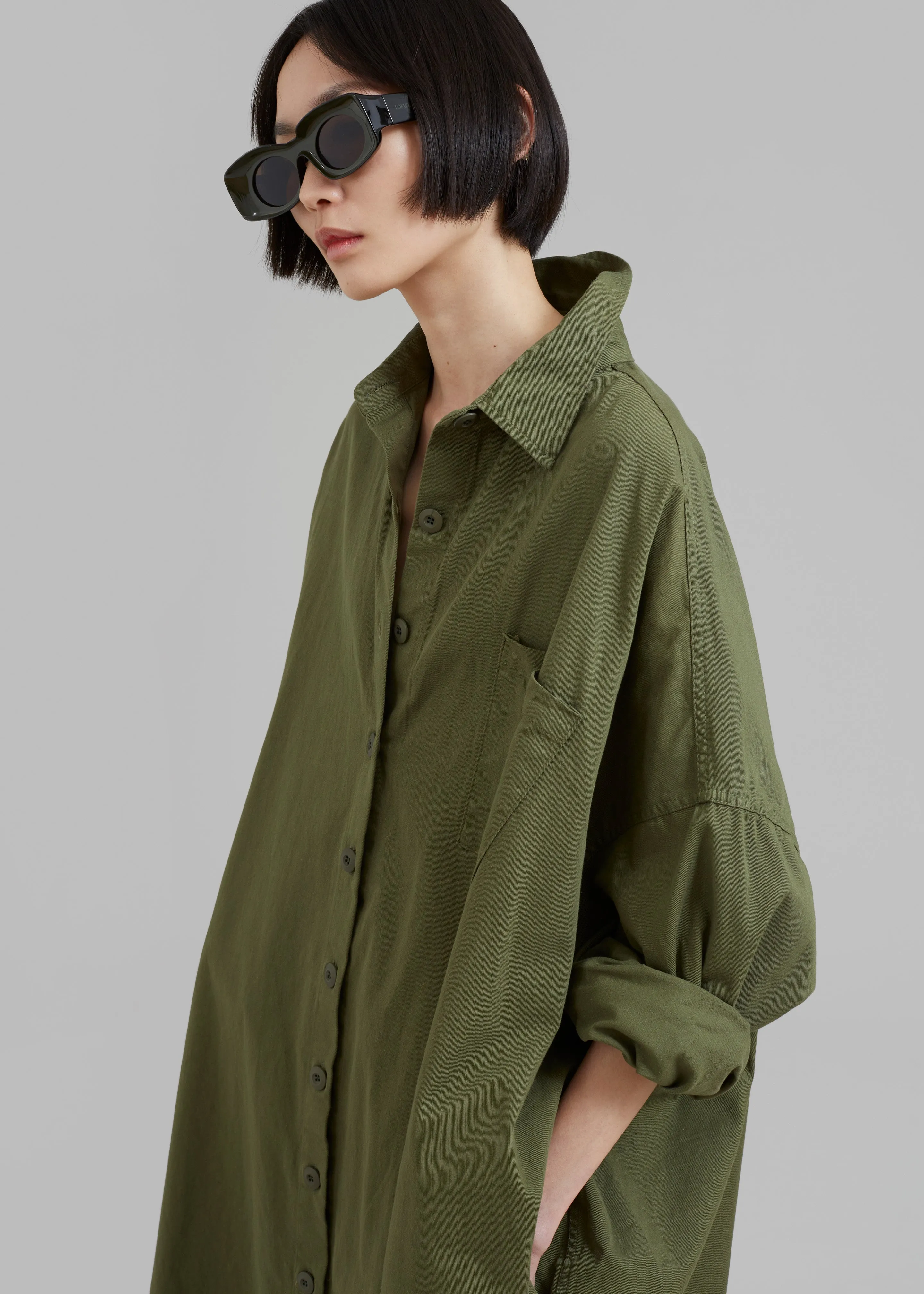 Kason Oversized Shirt Dress - Dark Olive sold by Frankie Shop product image thumbnail 4
