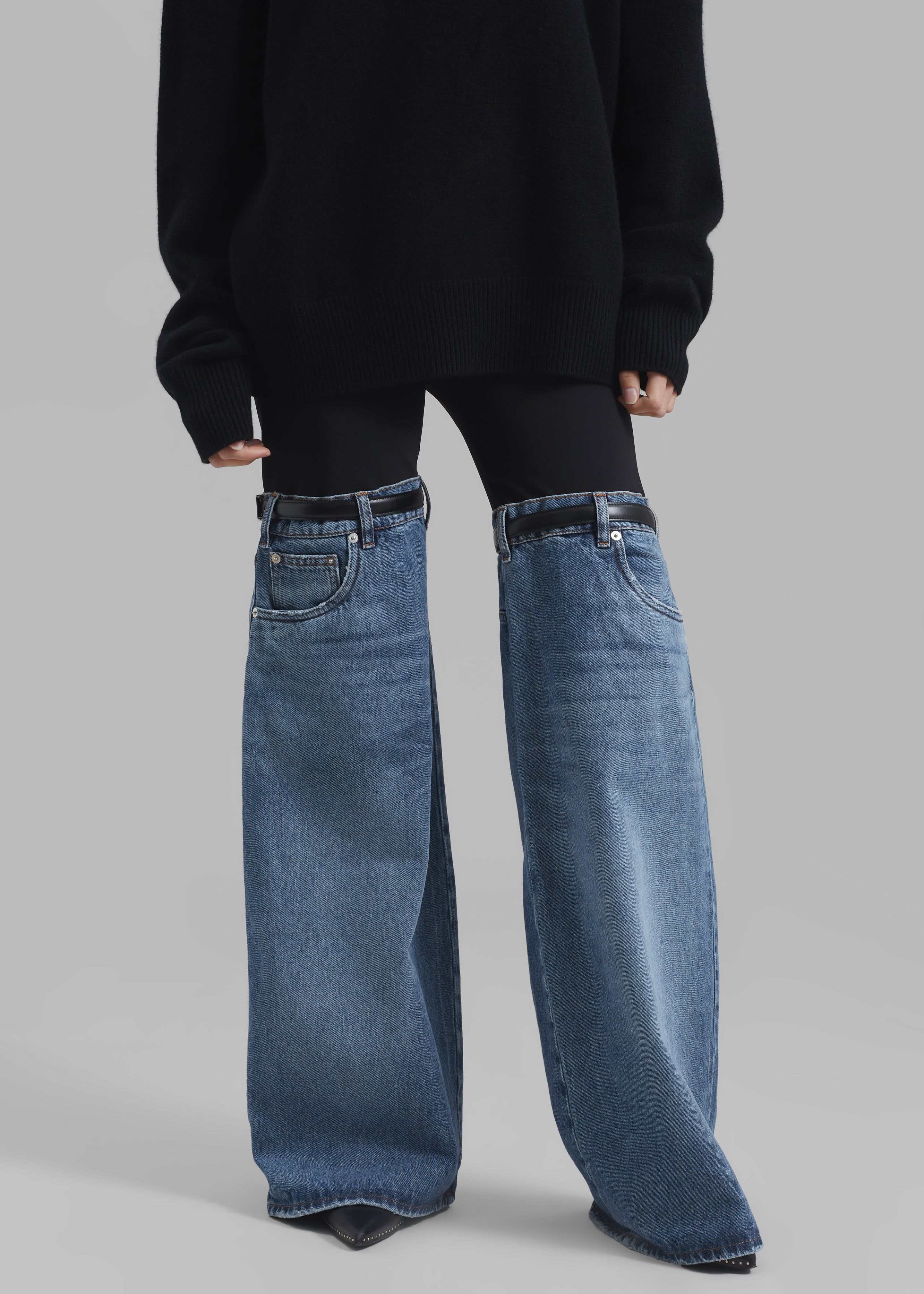 Coperni Hybrid Flare Denim Trousers - Black/Washed Blue sold by Frankie Shop product image thumbnail 5