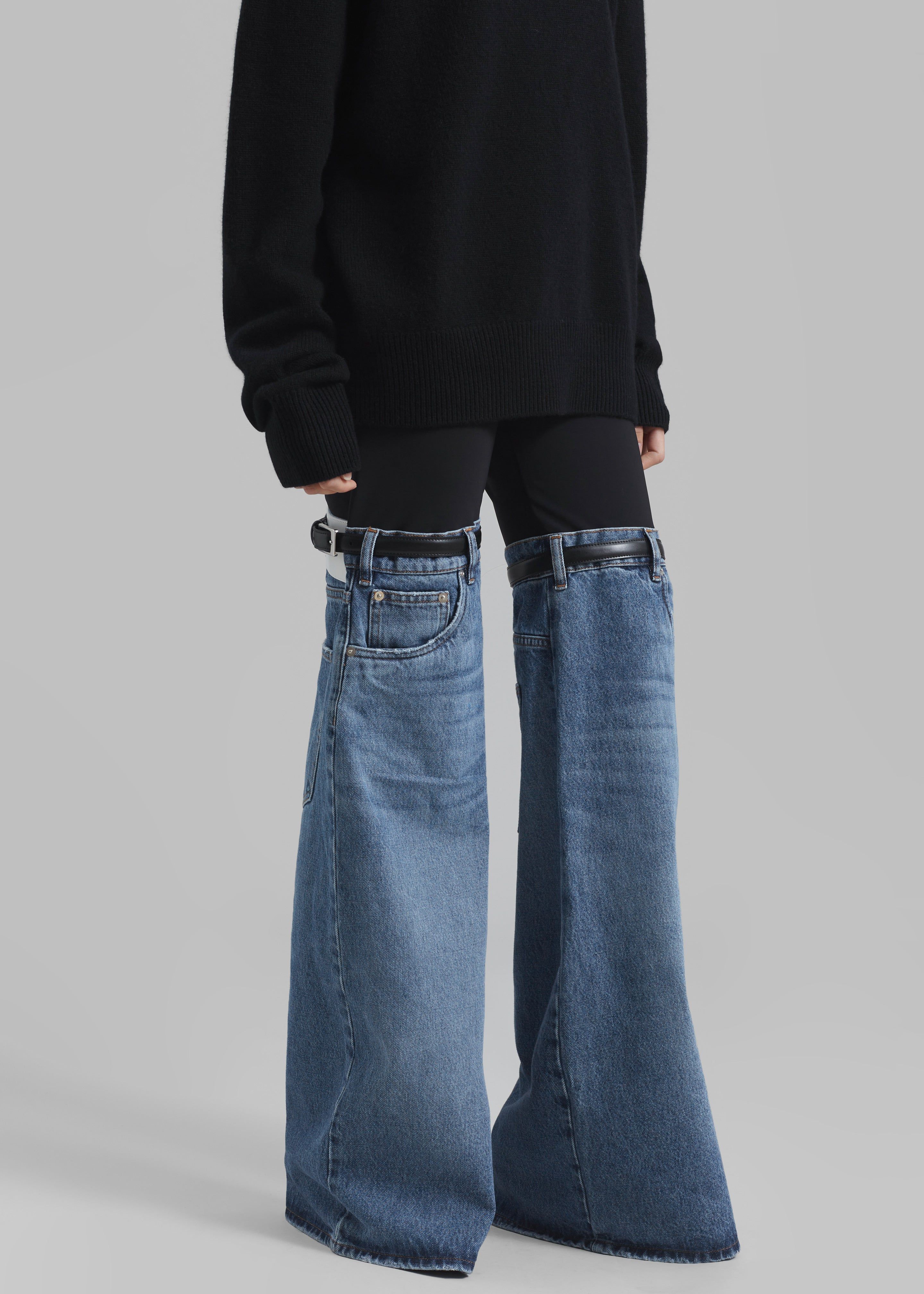 Coperni Hybrid Flare Denim Trousers - Black/Washed Blue sold by Frankie Shop product image thumbnail 4