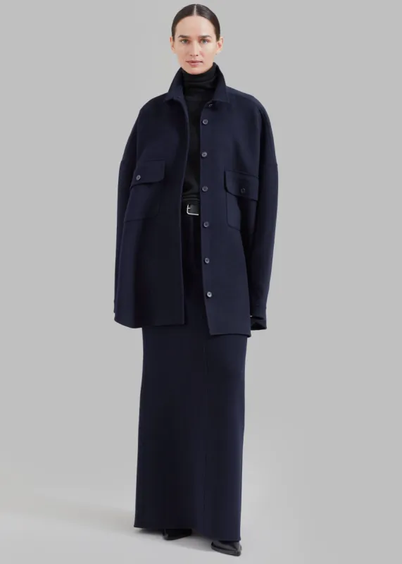 Malvo Long Wool Pencil Skirt - Navy made by Frankie Shop