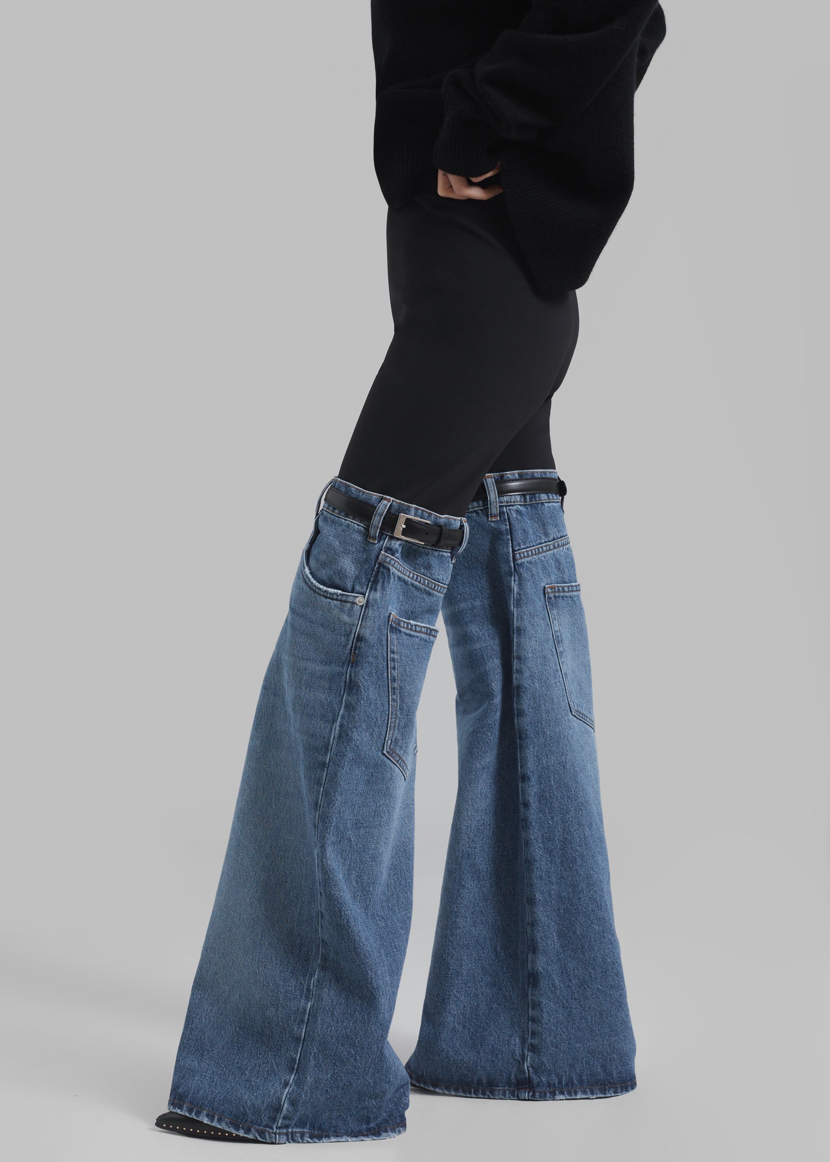 Coperni Hybrid Flare Denim Trousers - Black/Washed Blue sold by Frankie Shop product image thumbnail 2