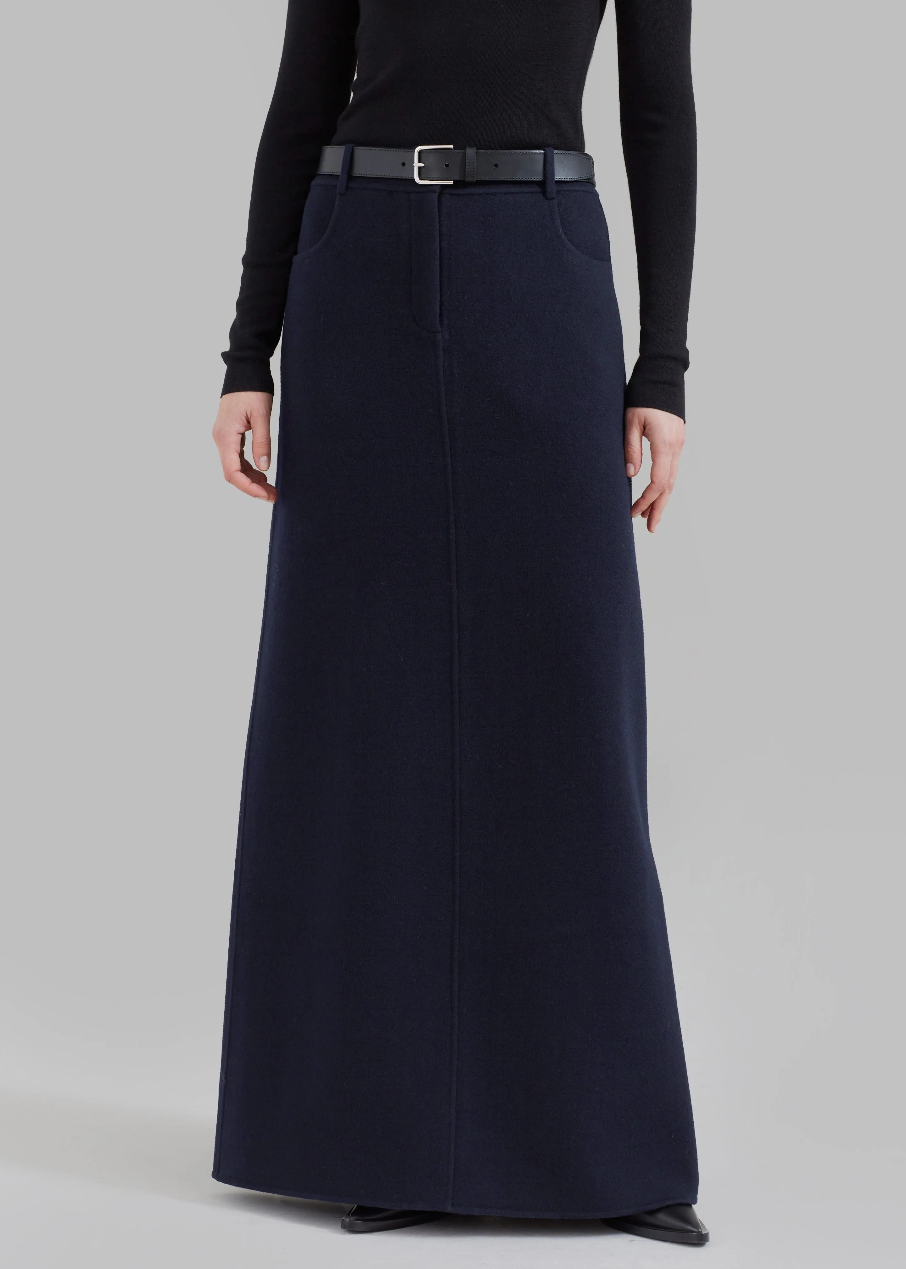 Malvo Long Wool Pencil Skirt - Navy sold by Frankie Shop product image thumbnail 3