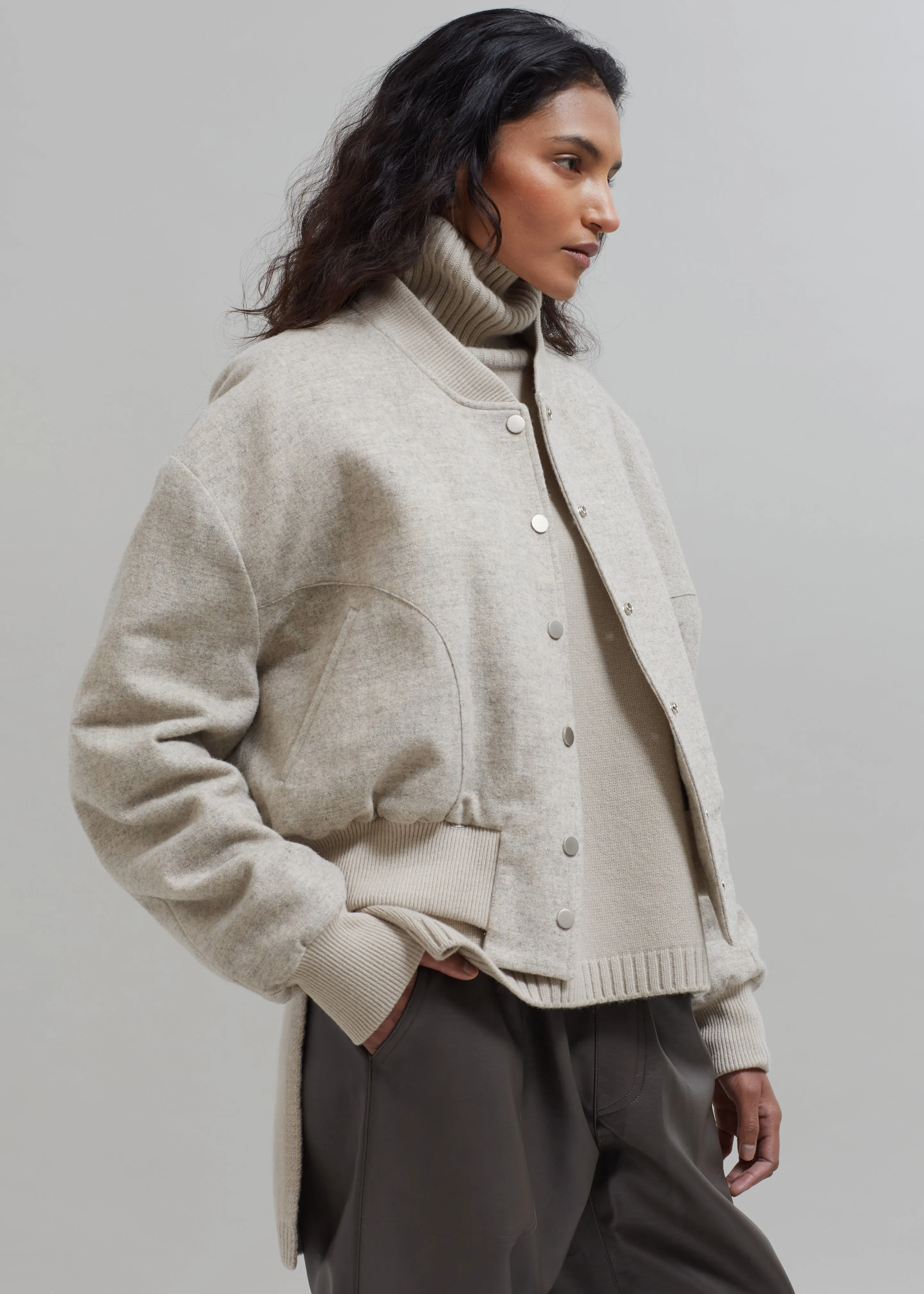 Debbie Wool Bomber - Taupe Melange sold by Frankie Shop product image thumbnail 3