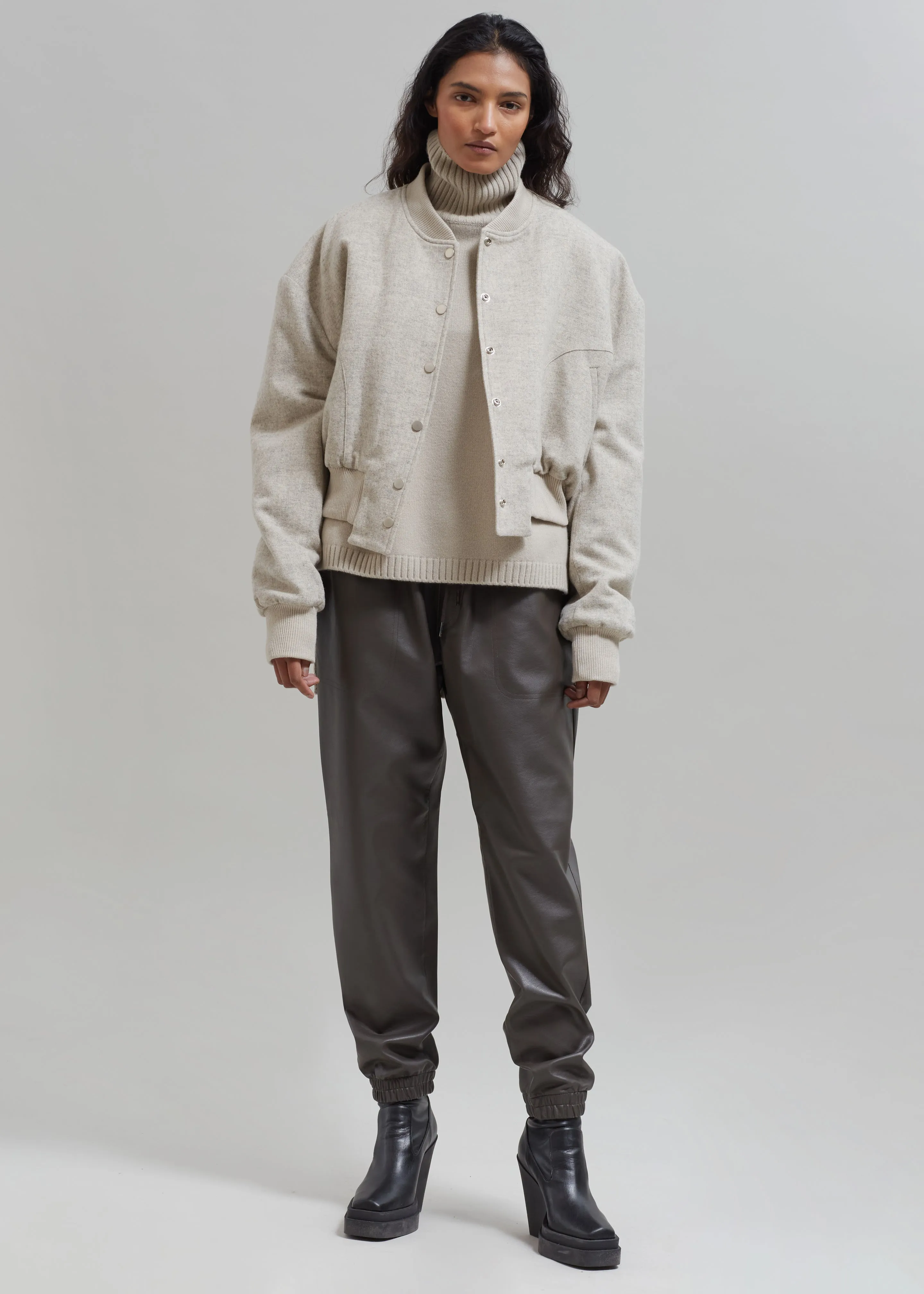 Debbie Wool Bomber - Taupe Melange sold by Frankie Shop product image thumbnail 5
