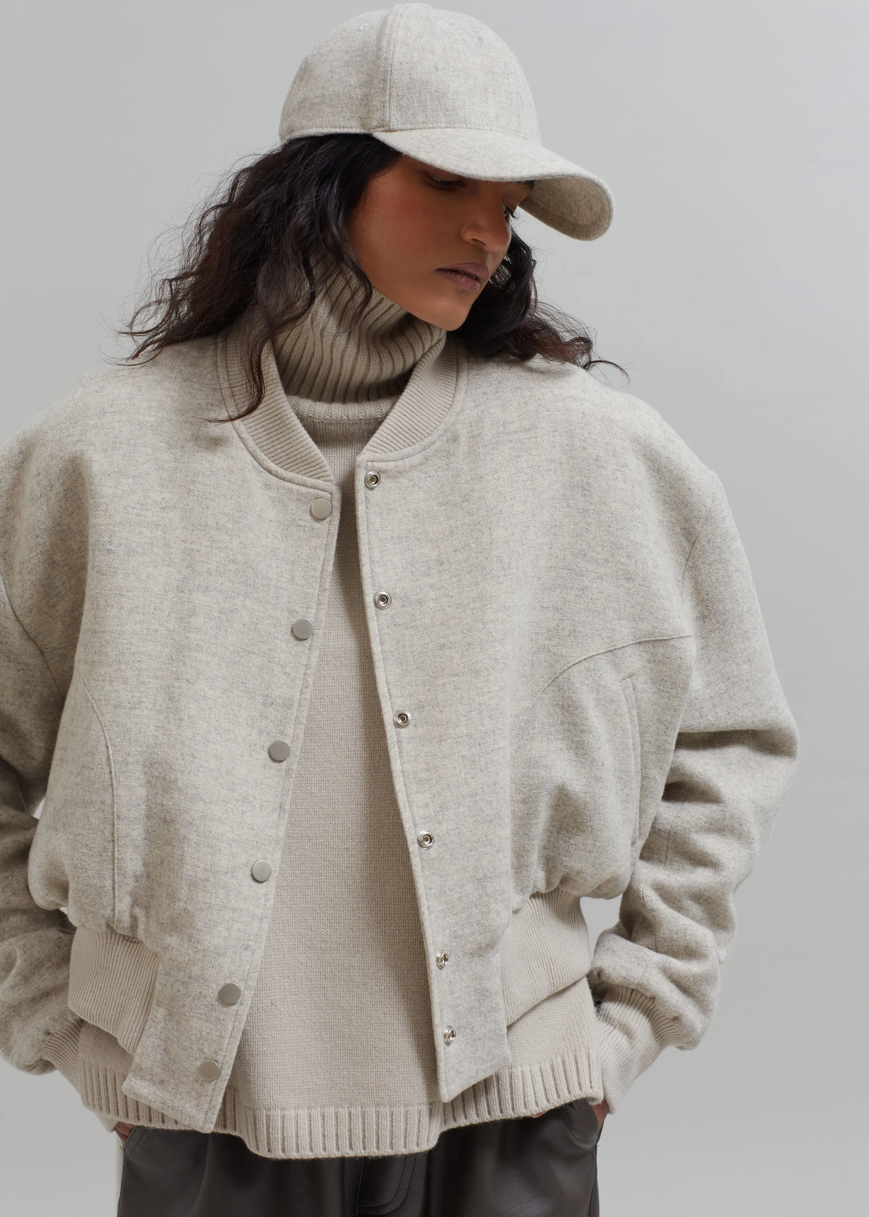 Debbie Wool Bomber - Taupe Melange sold by Frankie Shop