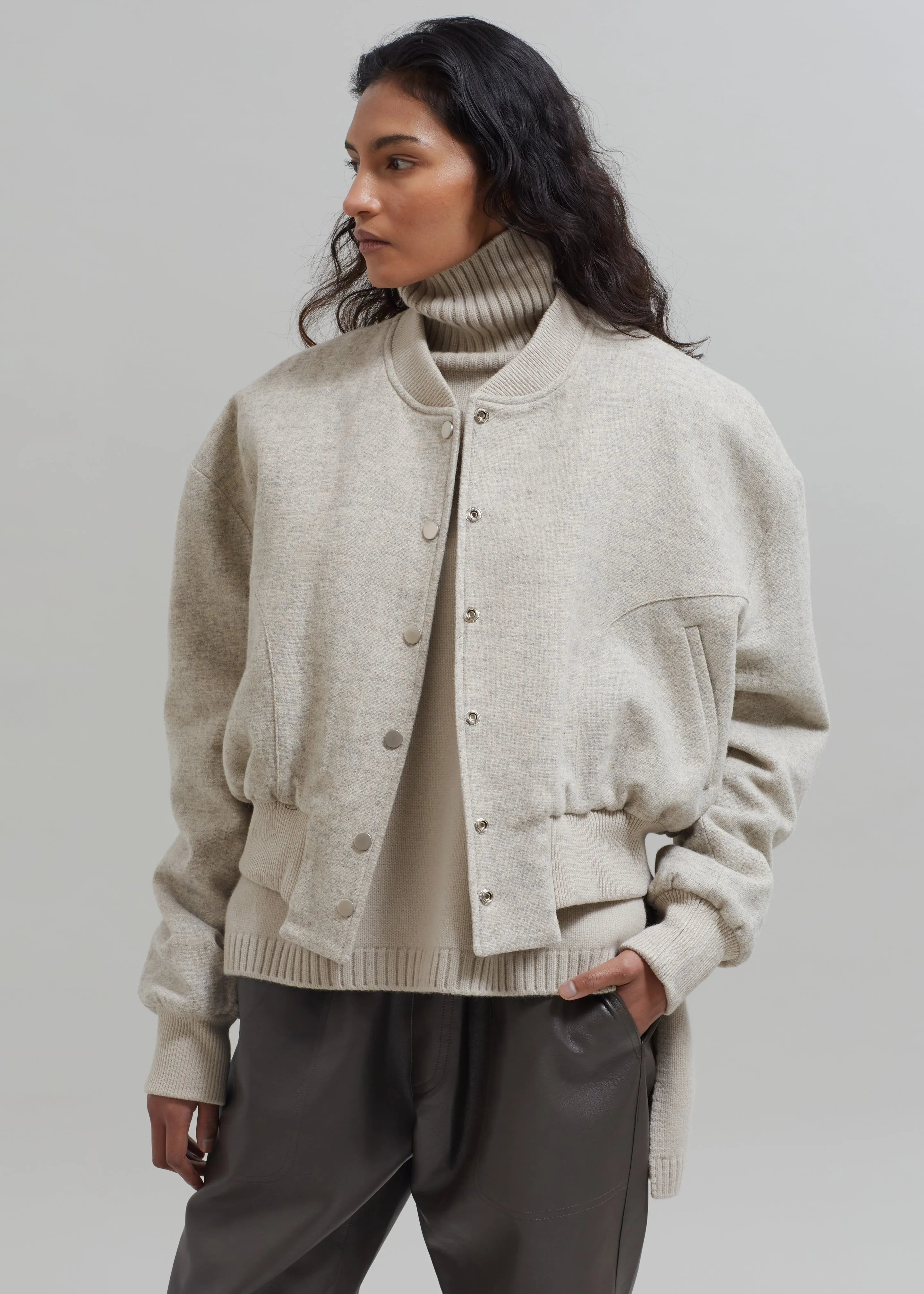 Debbie Wool Bomber - Taupe Melange sold by Frankie Shop product image thumbnail 4
