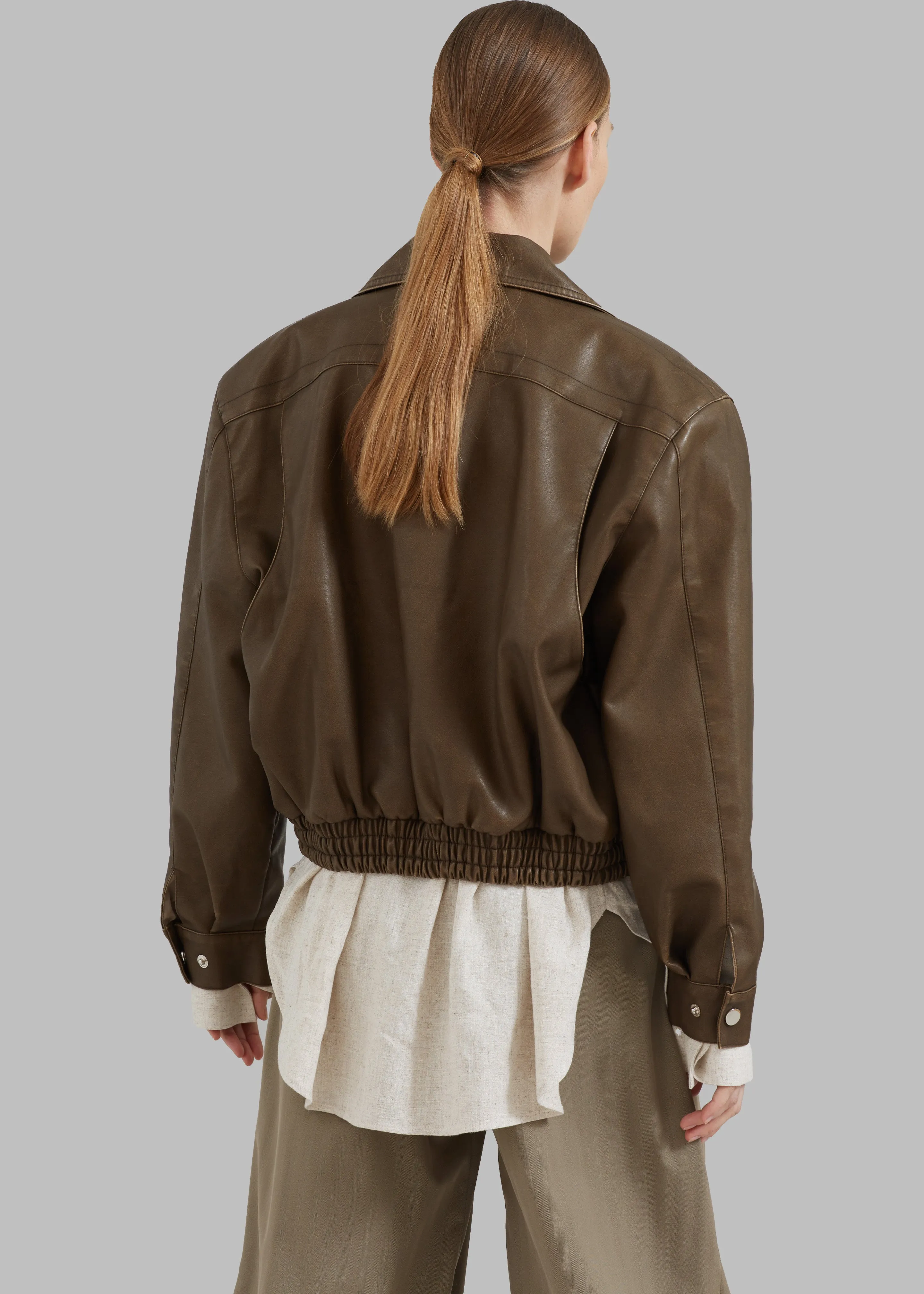 Jaden Faux Leather Bomber - Brown sold by Frankie Shop product image thumbnail 4
