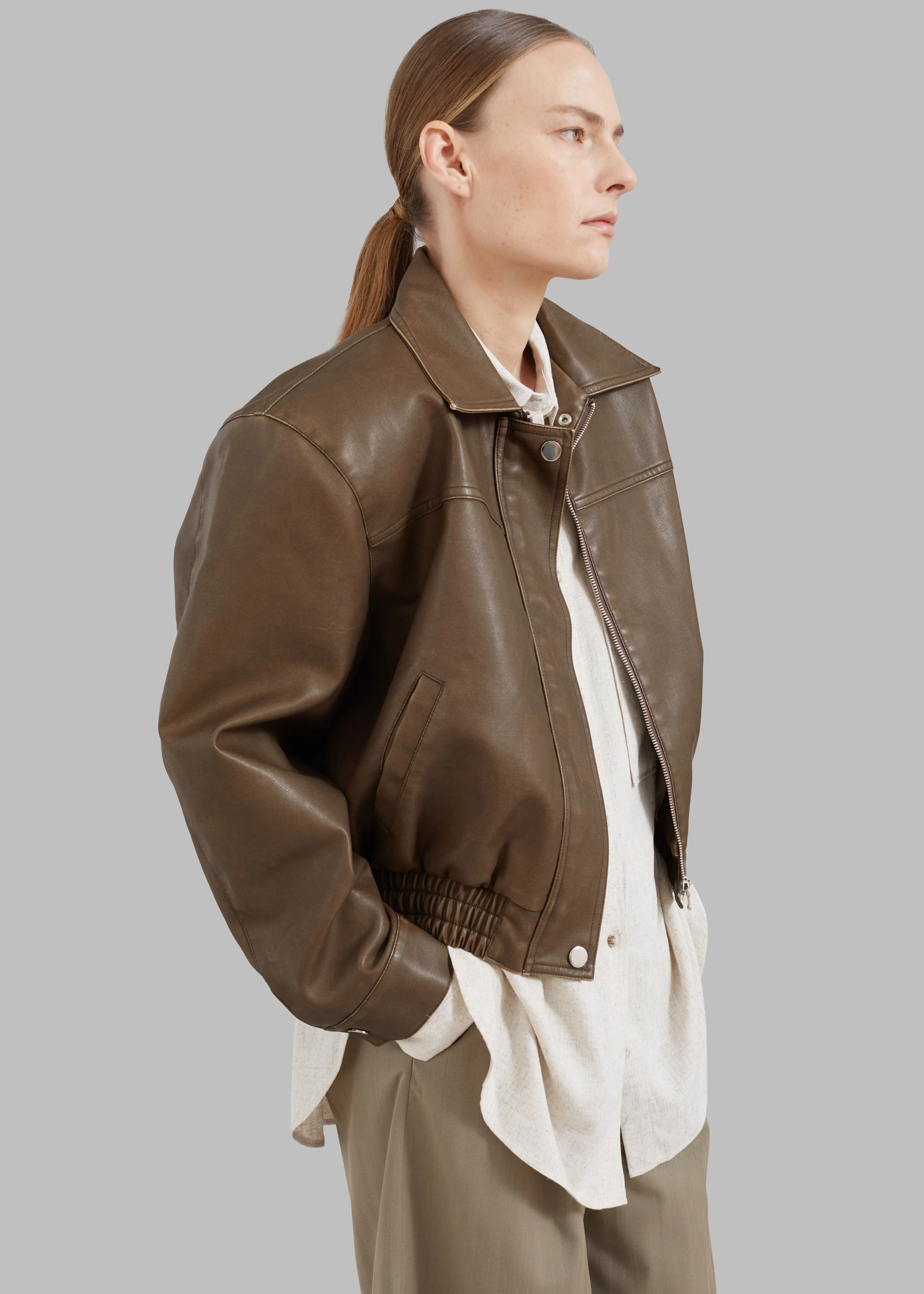 Jaden Faux Leather Bomber - Brown sold by Frankie Shop product image thumbnail 2