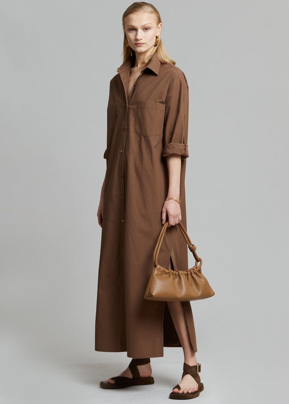 Cala Organic Cotton Shirt Dress - Chocolate sold by Frankie Shop