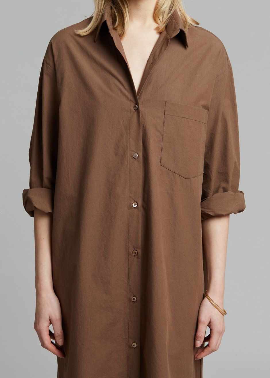 Cala Organic Cotton Shirt Dress - Chocolate sold by Frankie Shop product image thumbnail 3