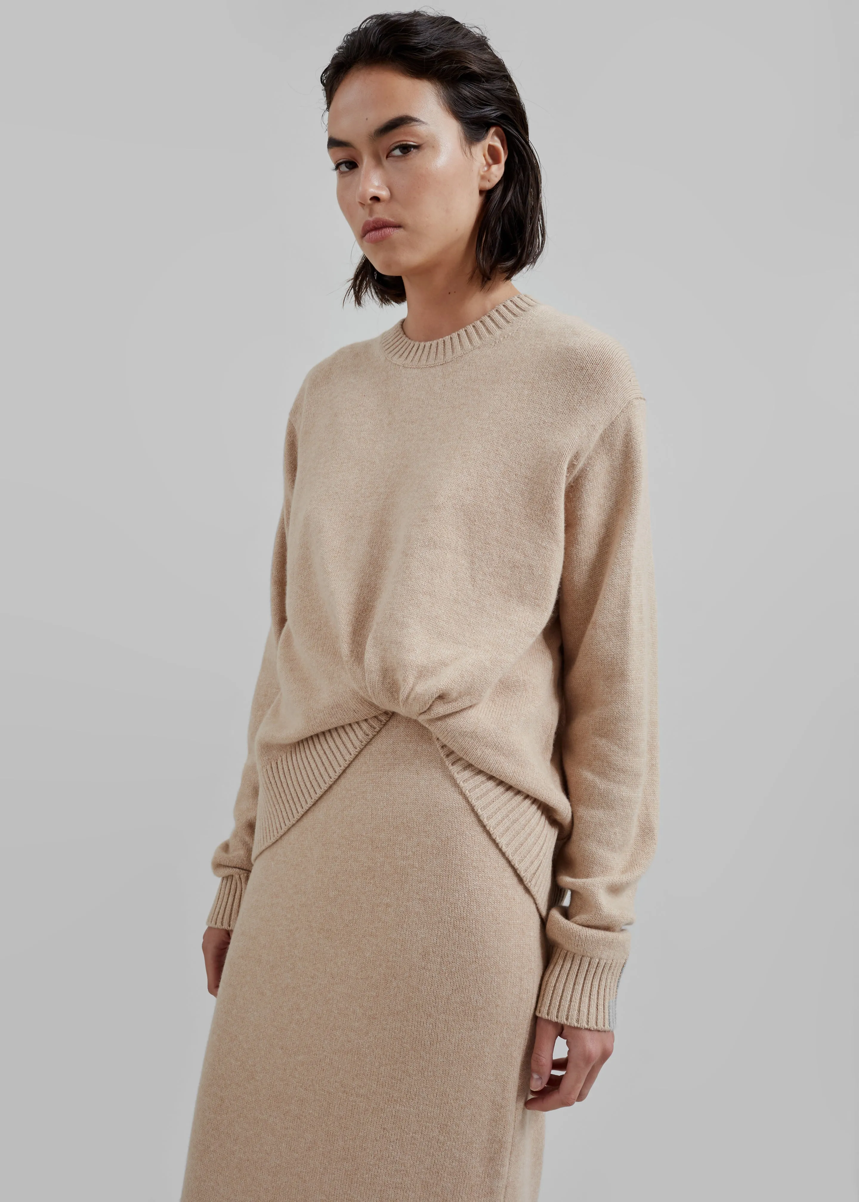 3.1 Philip Lim Long Sleeve Draped Knit Dress - Beige sold by Frankie Shop product image thumbnail 2