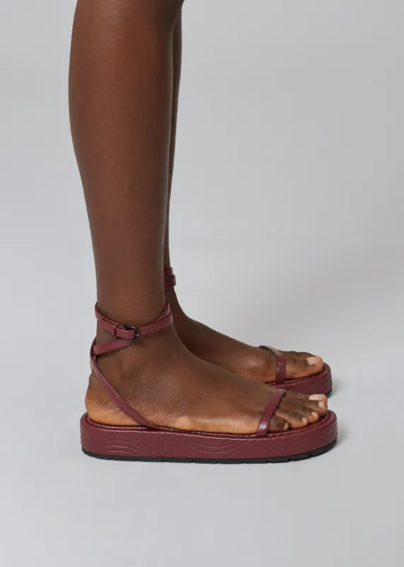 TFS x Bettina Vermillon Onda Strap Sandal - Burgundy made by Frankie Shop