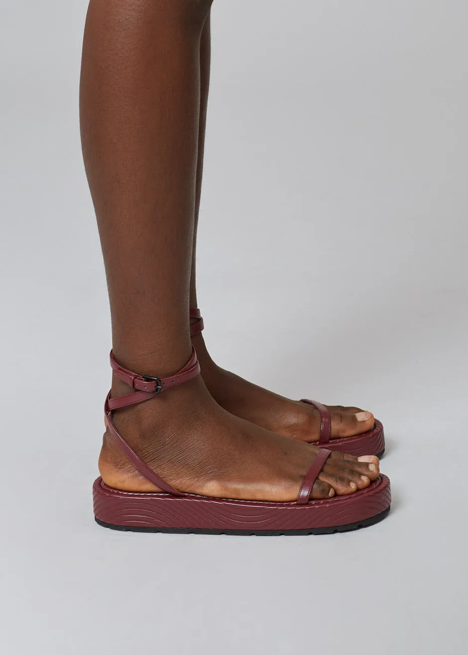 TFS x Bettina Vermillon Onda Strap Sandal - Burgundy sold by Frankie Shop