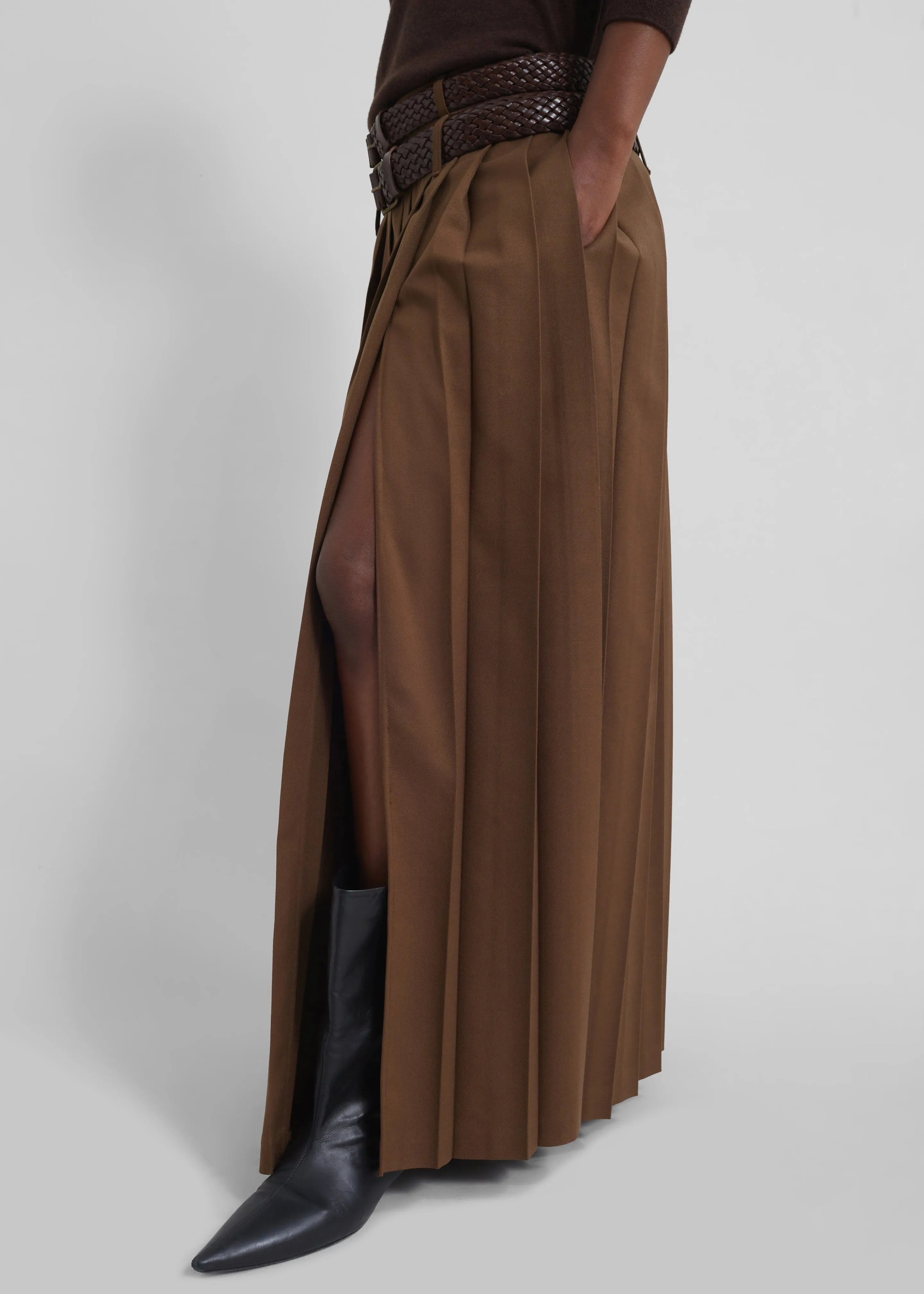 Bailey Long Pleated Skirt - Brown sold by Frankie Shop product image thumbnail 3