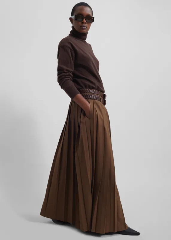 Bailey Long Pleated Skirt - Brown made by Frankie Shop