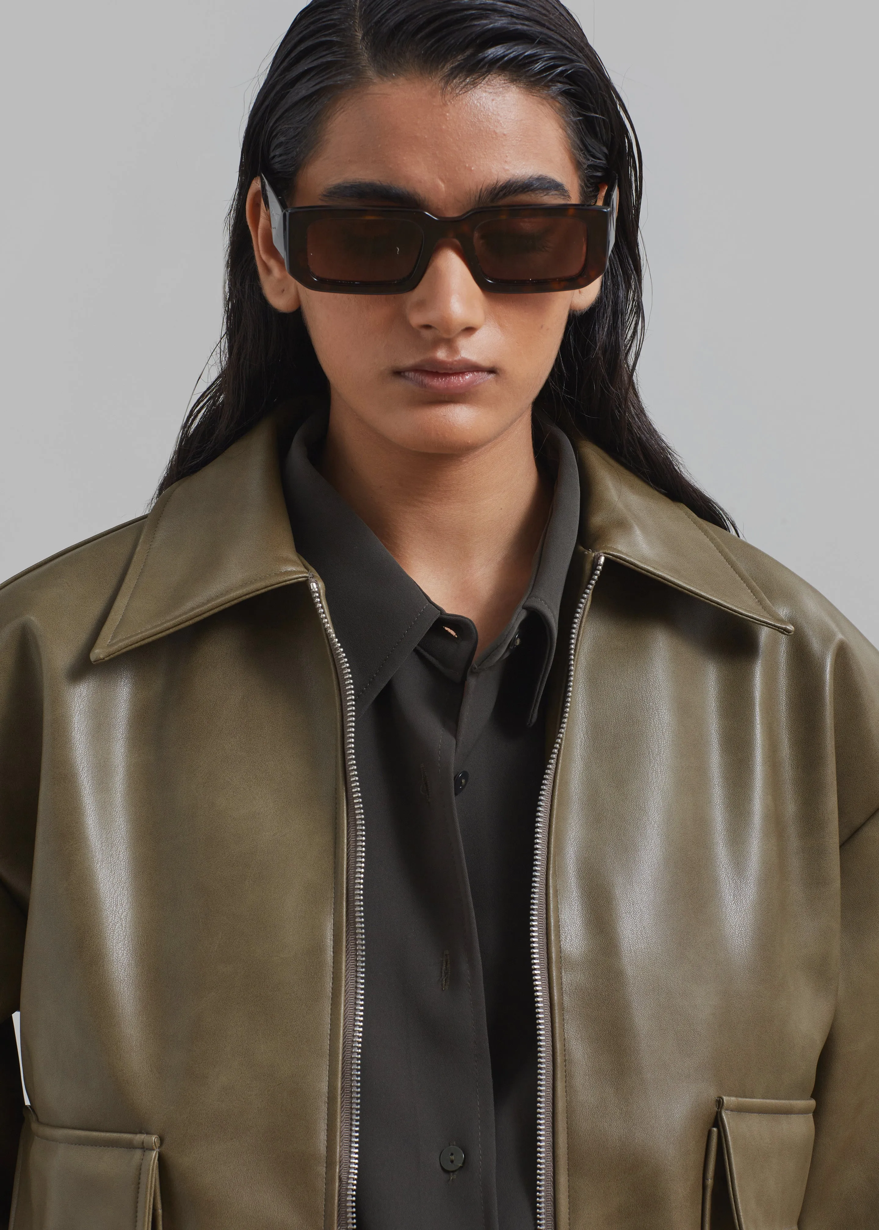Alden Faux Leather Bomber - Khaki sold by Frankie Shop product image thumbnail 2