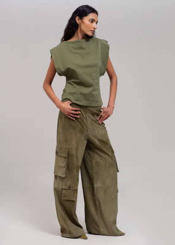 Matteau Boat Neck Tee - Khaki made by Frankie Shop