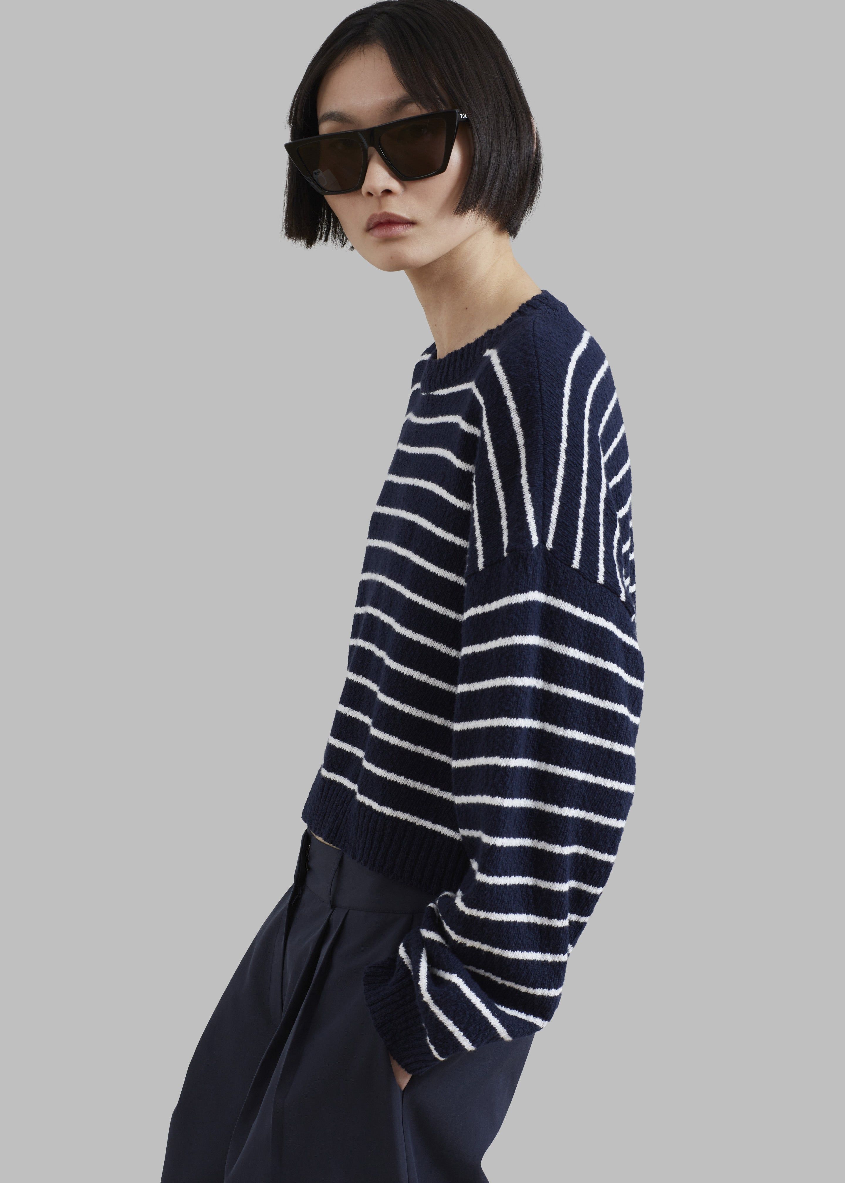 Iona Boatneck Navy Sweater - White Stripe sold by Frankie Shop