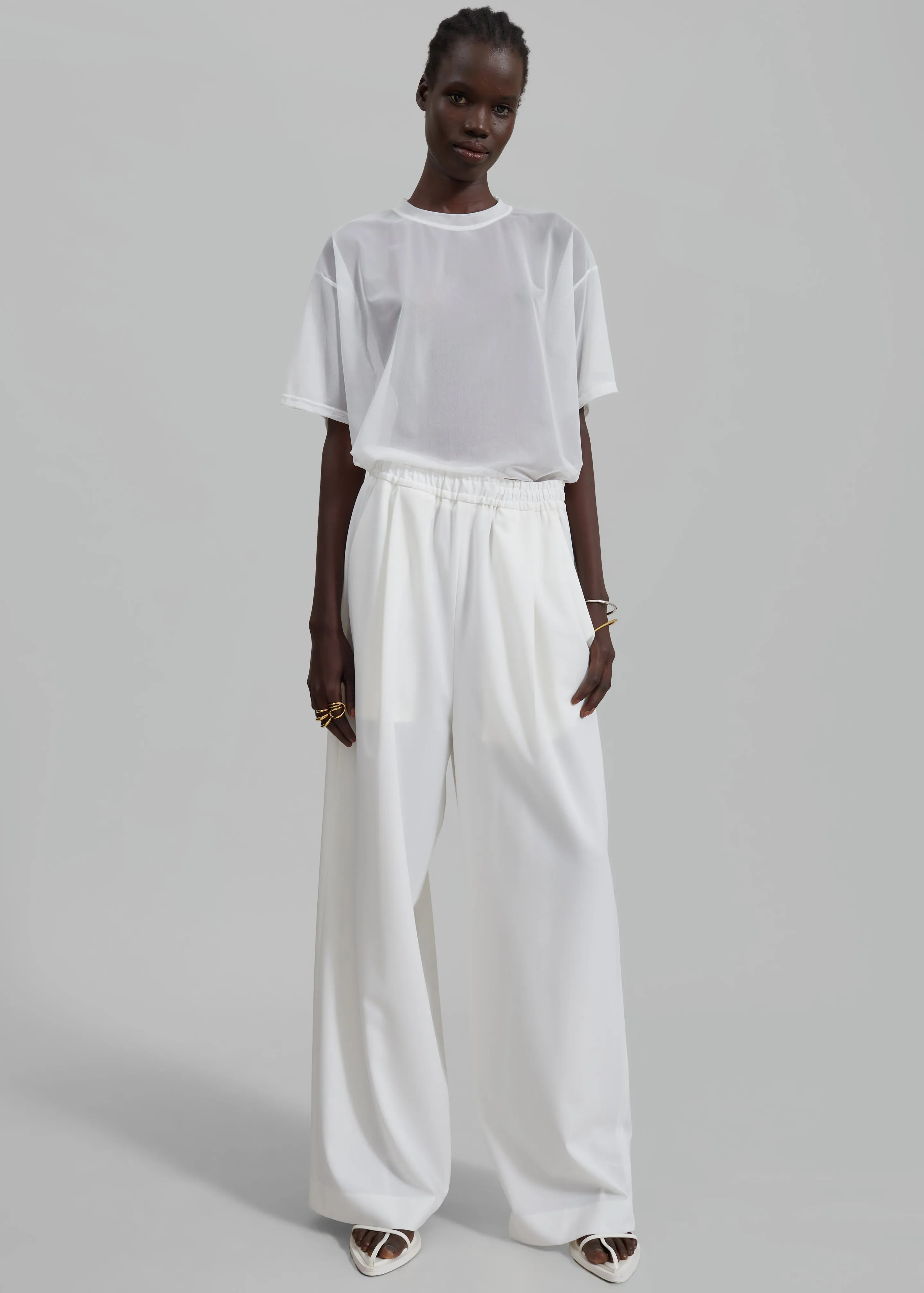 Neva Wide Trousers - White sold by Frankie Shop product image thumbnail 4